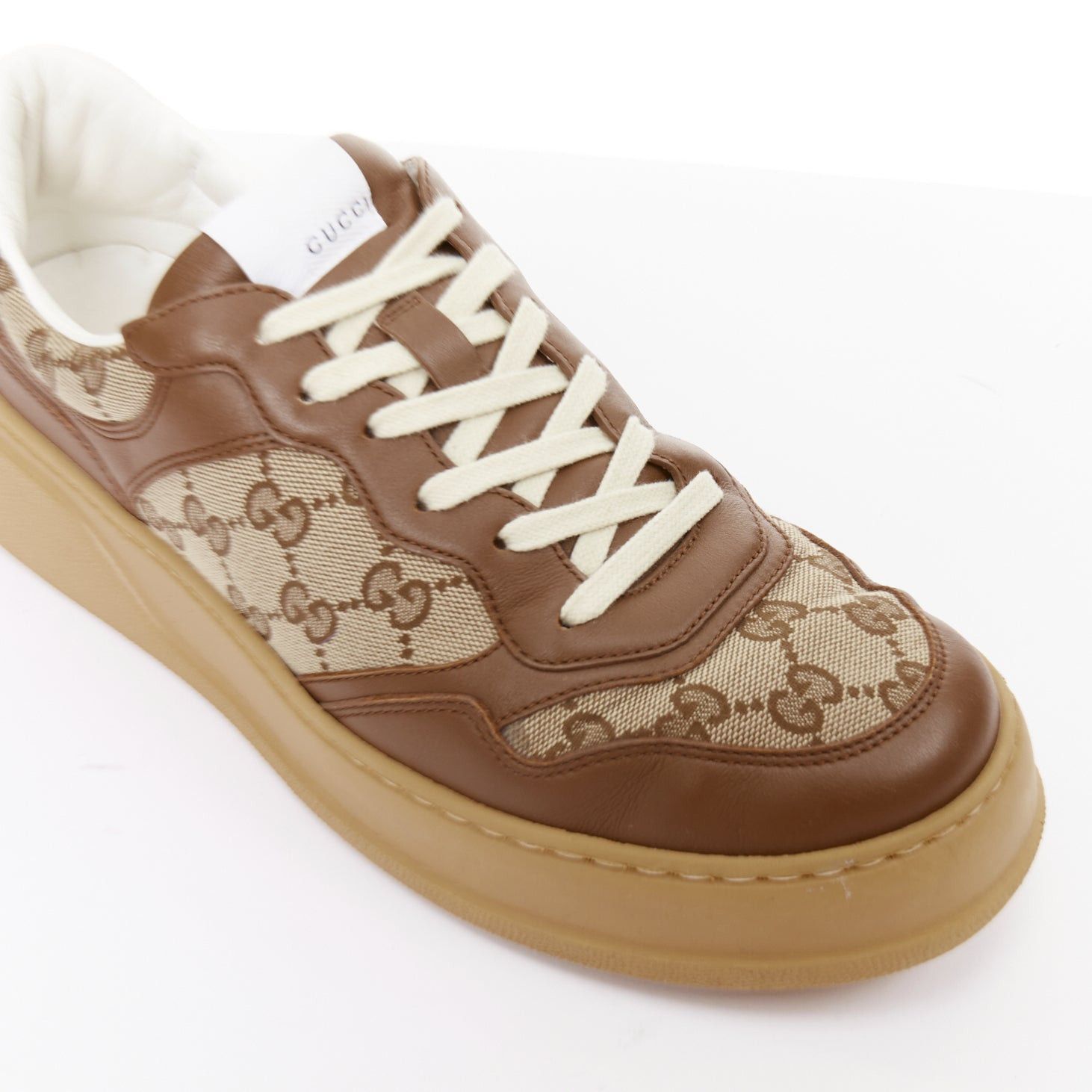 Gucci GUCCI brown leather canvas GG monogram logo chunky platform sneakers UK9.5 EU43.5 Size US 10.5 / EU 43-44 - 9 Thumbnail
