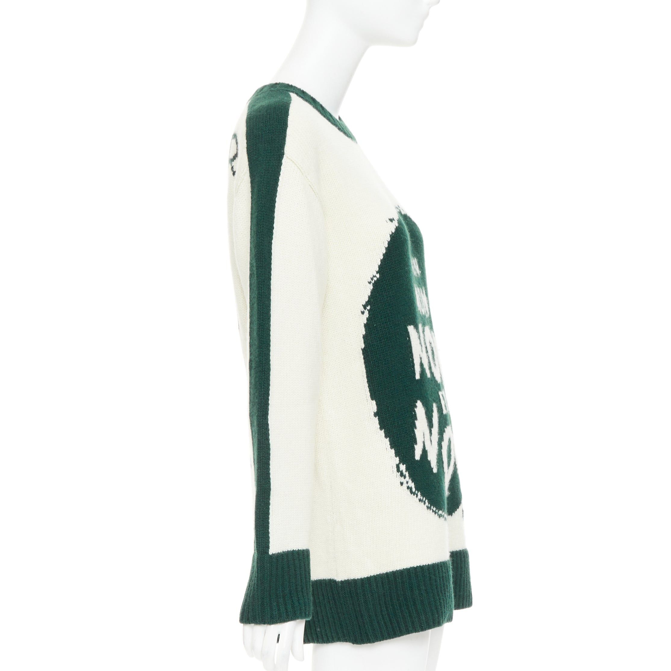 Dior CHRISTIAN DIOR C'est Non cream green wool cashmere graphics oversized sweater FR34 XS Size XS / US 0-2 / IT 36-38 - 4 Thumbnail