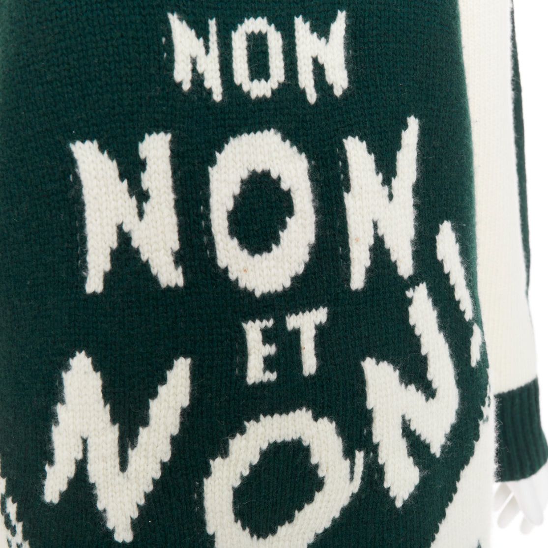 Dior CHRISTIAN DIOR C'est Non cream green wool cashmere graphics oversized sweater FR34 XS Size XS / US 0-2 / IT 36-38 - 8 Thumbnail