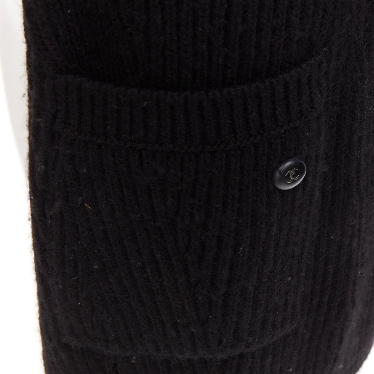Chanel CHANEL 100% cashmere lack GABRIELLE COCO velvet cable knit collared cardigan FR36 S Size S / US 4 / IT 40 - 7 Thumbnail