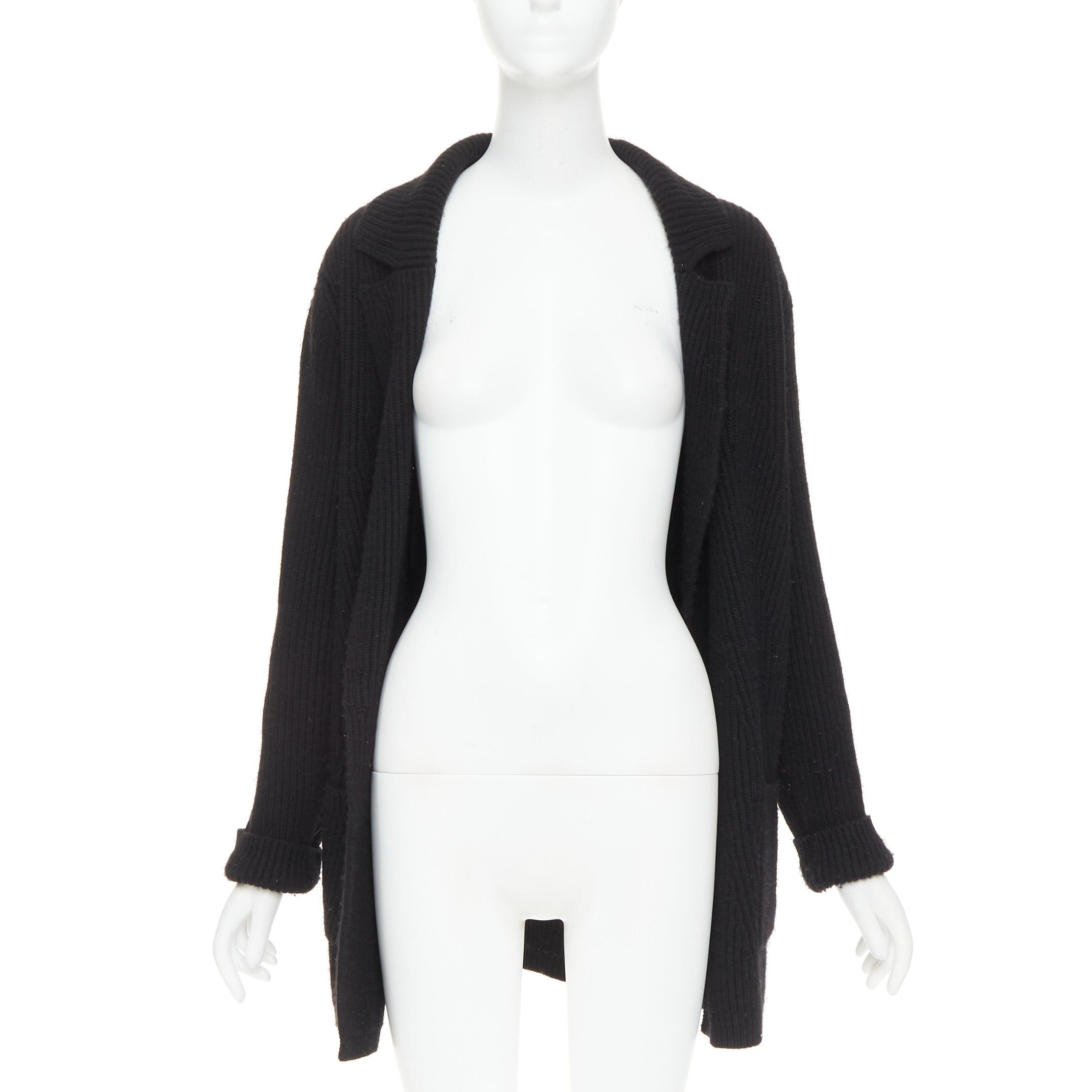 Chanel CHANEL 100% cashmere lack GABRIELLE COCO velvet cable knit collared cardigan FR36 S Size S / US 4 / IT 40 - 2 Thumbnail