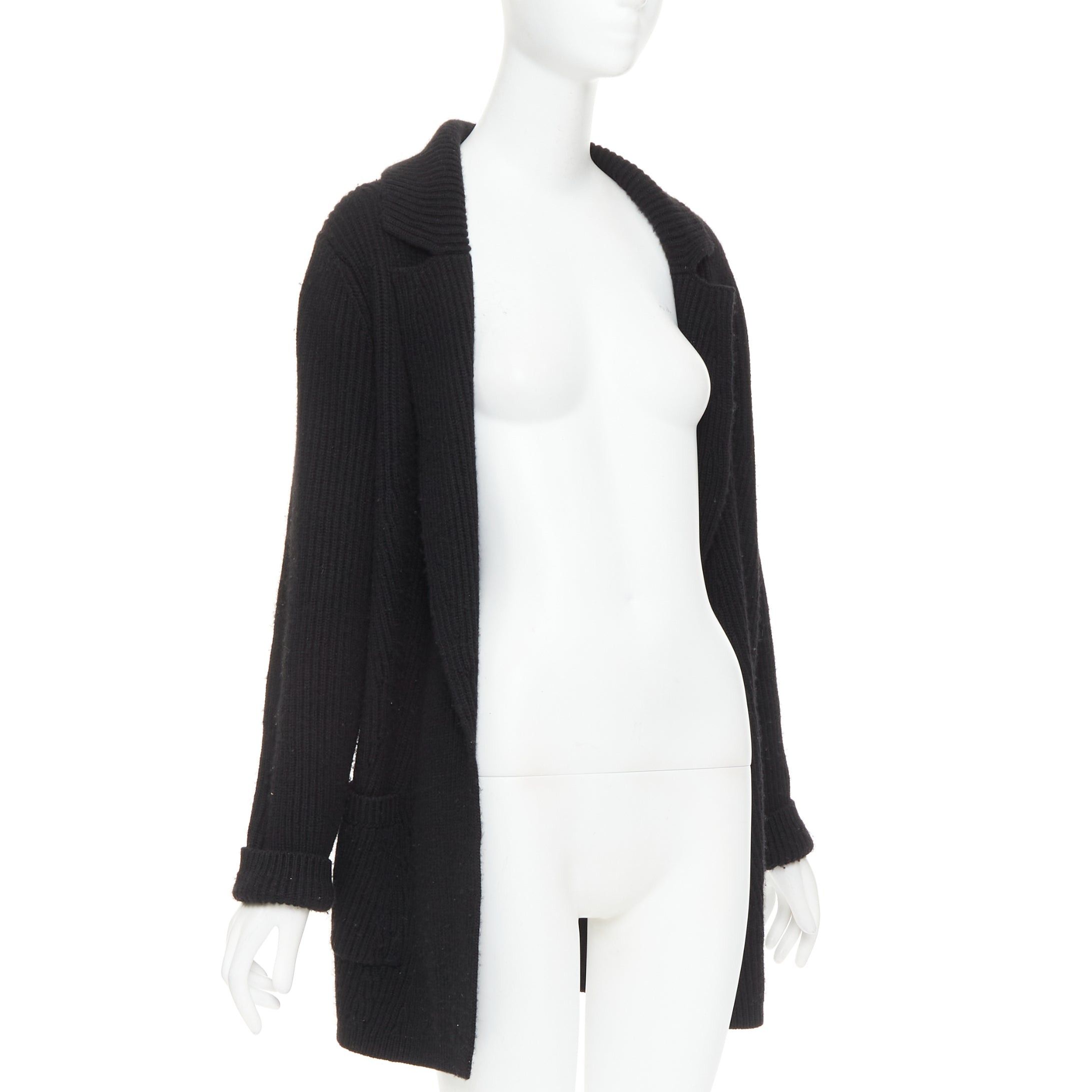 Chanel CHANEL 100% cashmere lack GABRIELLE COCO velvet cable knit collared cardigan FR36 S Size S / US 4 / IT 40 - 3 Thumbnail