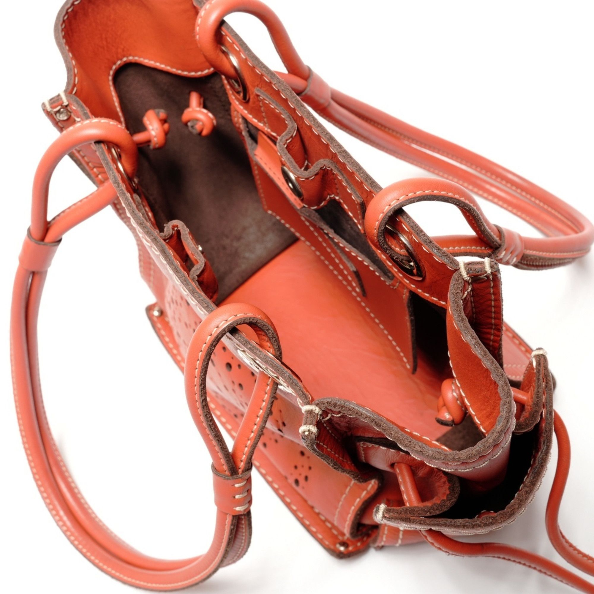 Loewe LOEWE Anagram Perforated Leather Handbag, Orange, WS27244 Size ONE SIZE - 12 Thumbnail