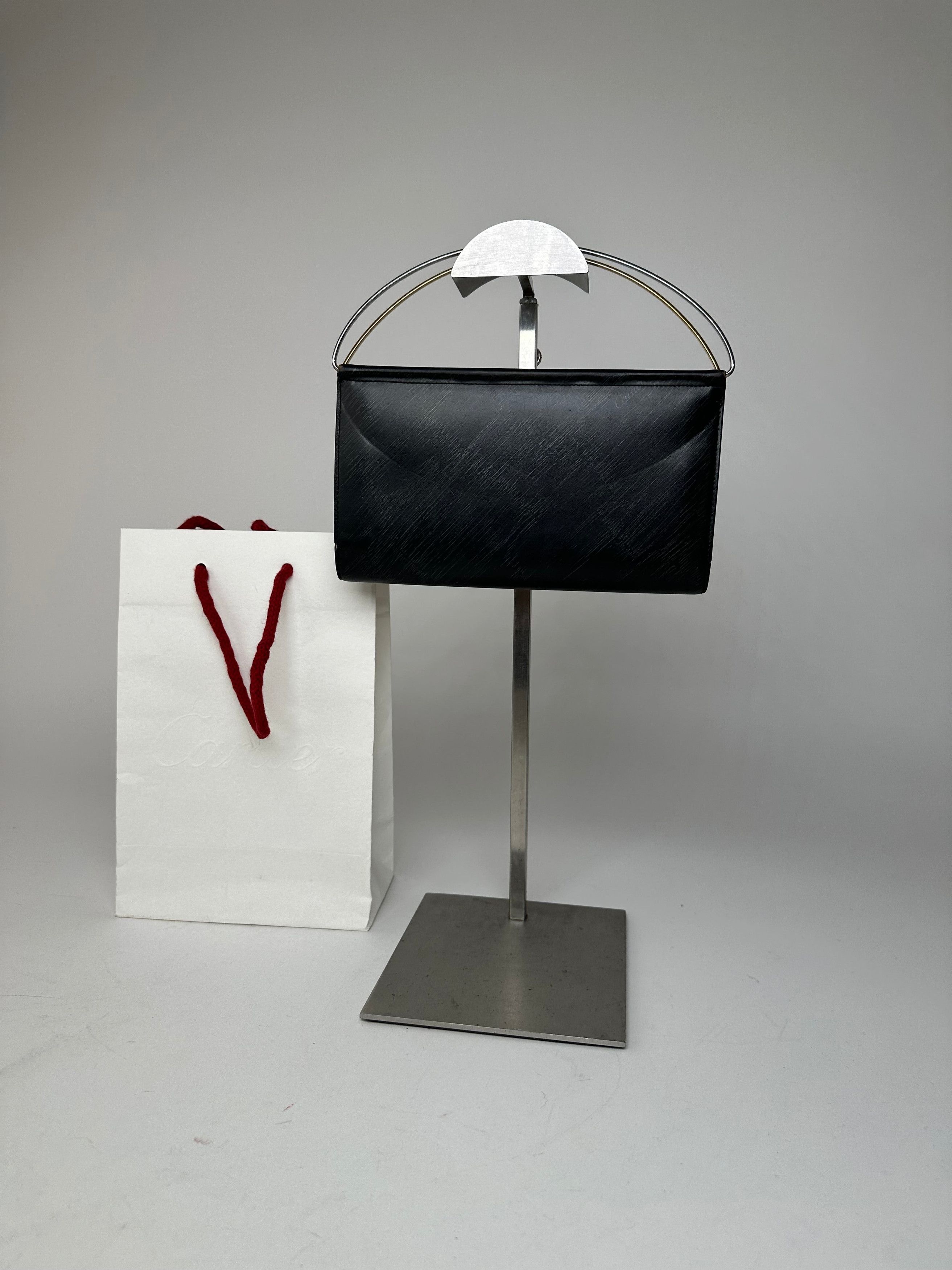 Cartier Vintage Monogram Leather Mini Handbag / Wallet Black Size ONE SIZE - 4 Thumbnail