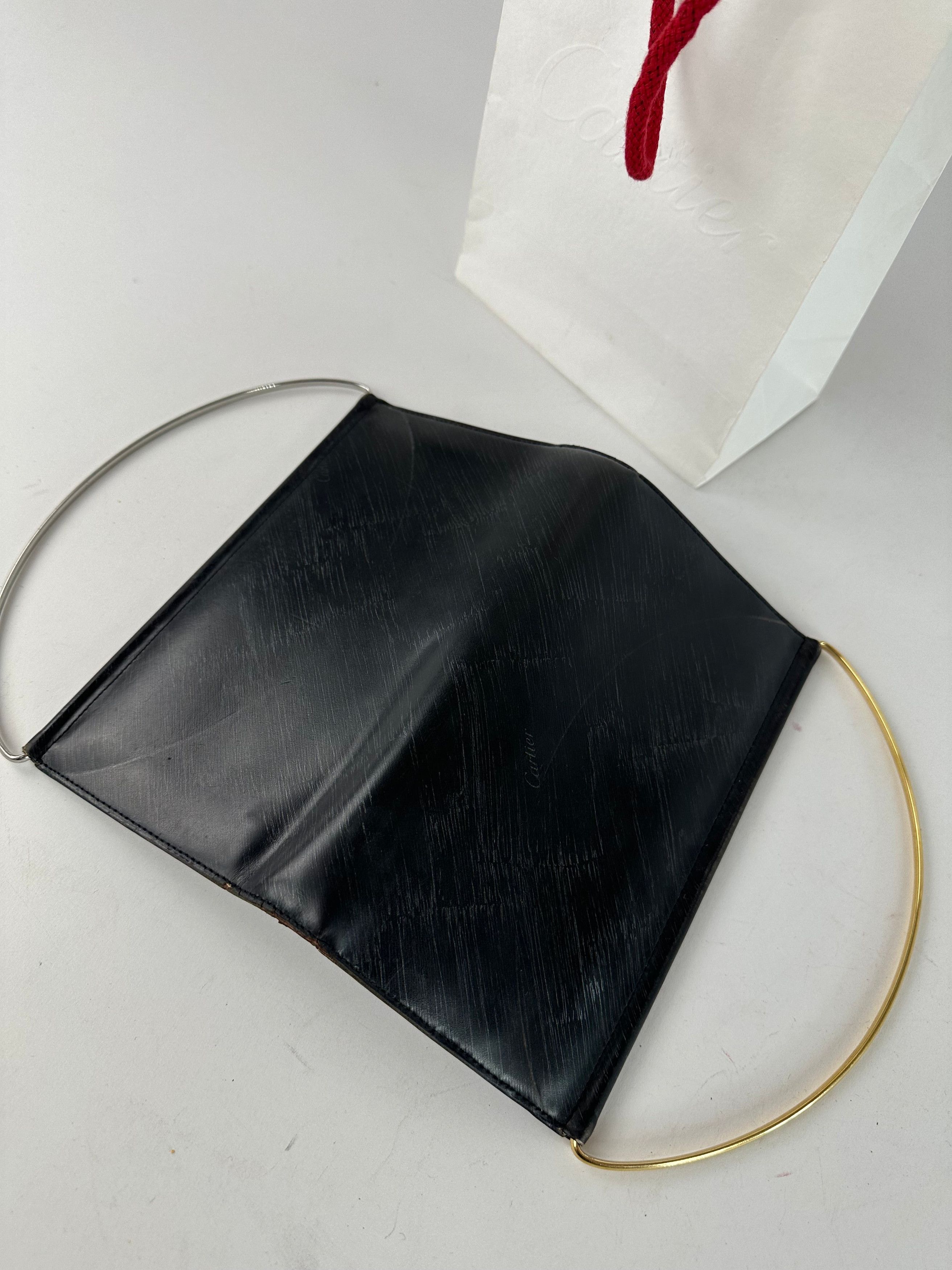 Cartier Vintage Monogram Leather Mini Handbag / Wallet Black Size ONE SIZE - 7 Thumbnail