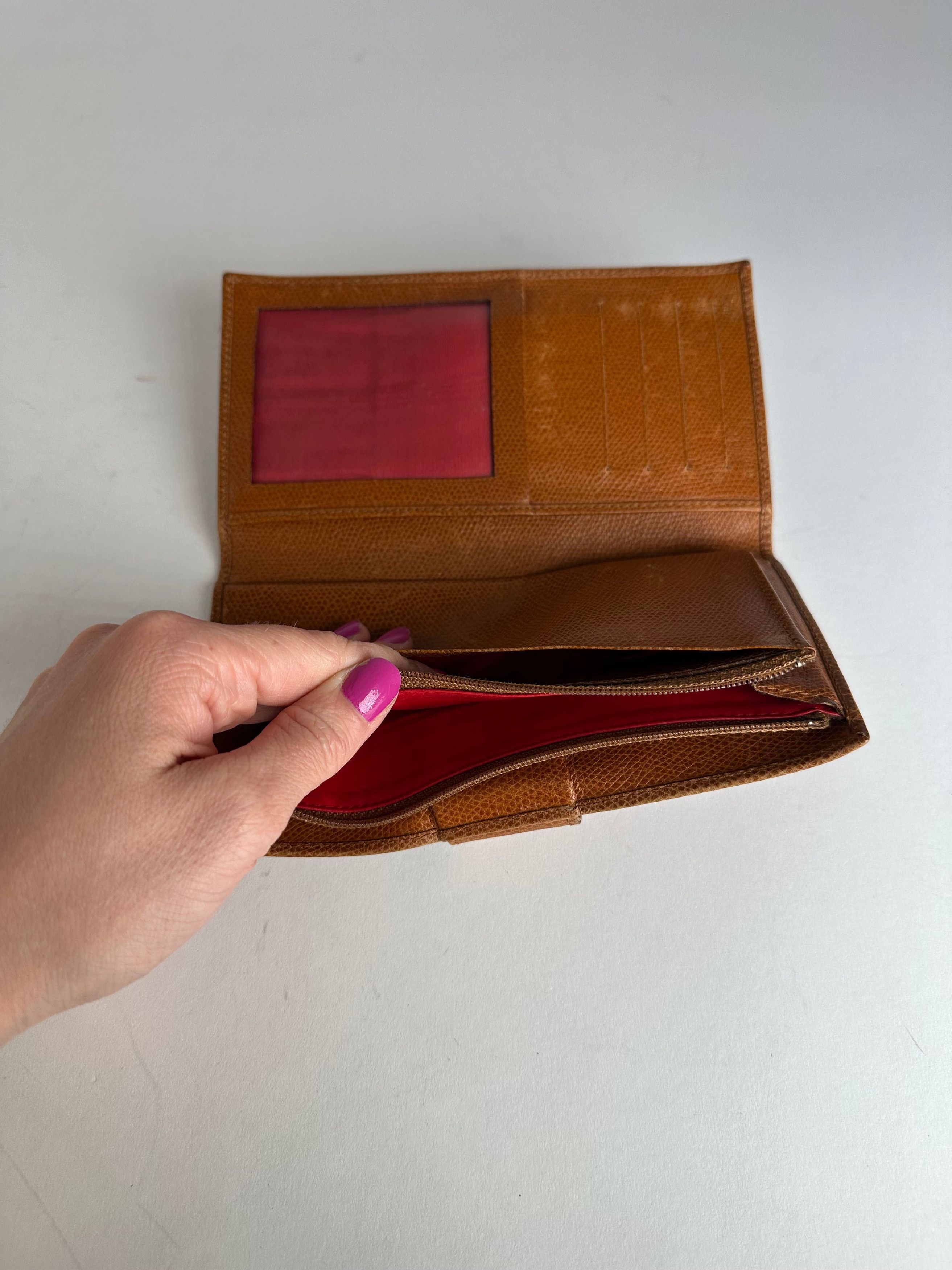 Celine Vintage Paris Snake Emblossed Long Leather wallet Brown Size ONE SIZE - 6 Thumbnail