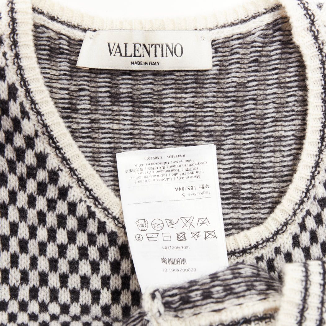 Valentino VALENTINO black cream wool mohair blend checkered striped knitted vest S Size S / US 4 / IT 40 - 8 Thumbnail