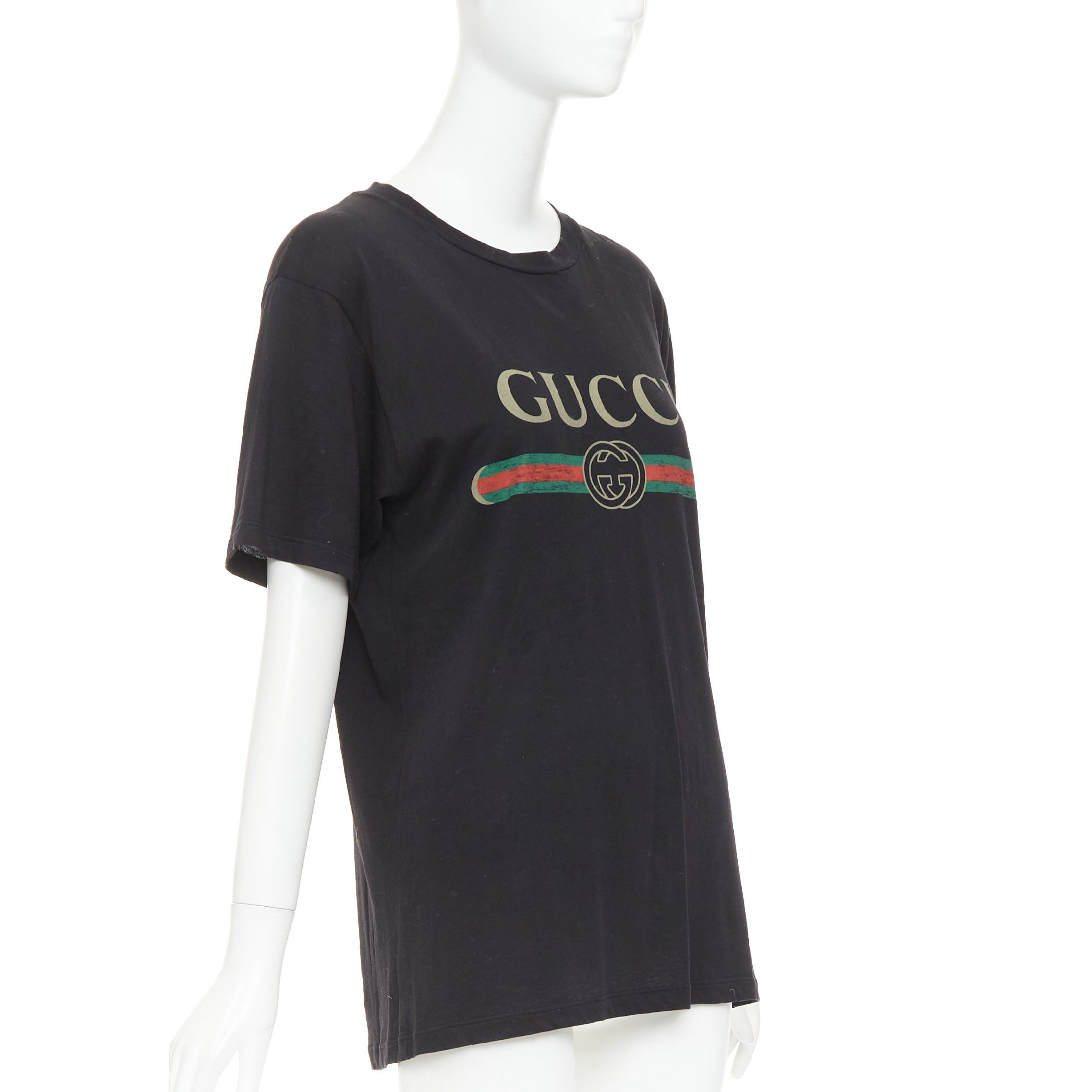 Gucci GUCCI Alessandro Michele Vintage Web GG black washed effect embroidery tshirt XXS Size XS / US 0-2 / IT 36-38 - 3 Thumbnail