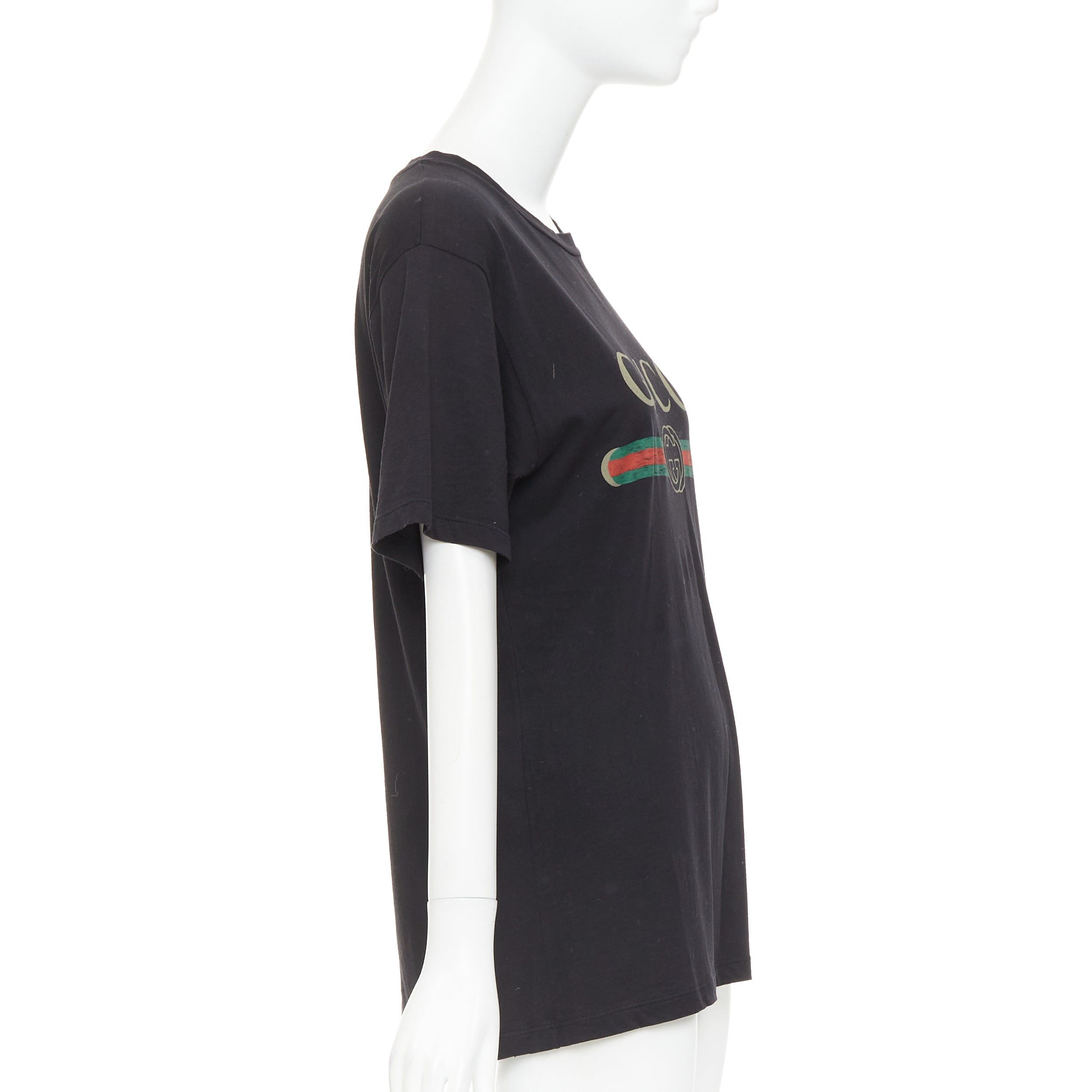 Gucci GUCCI Alessandro Michele Vintage Web GG black washed effect embroidery tshirt XXS Size XS / US 0-2 / IT 36-38 - 4 Thumbnail