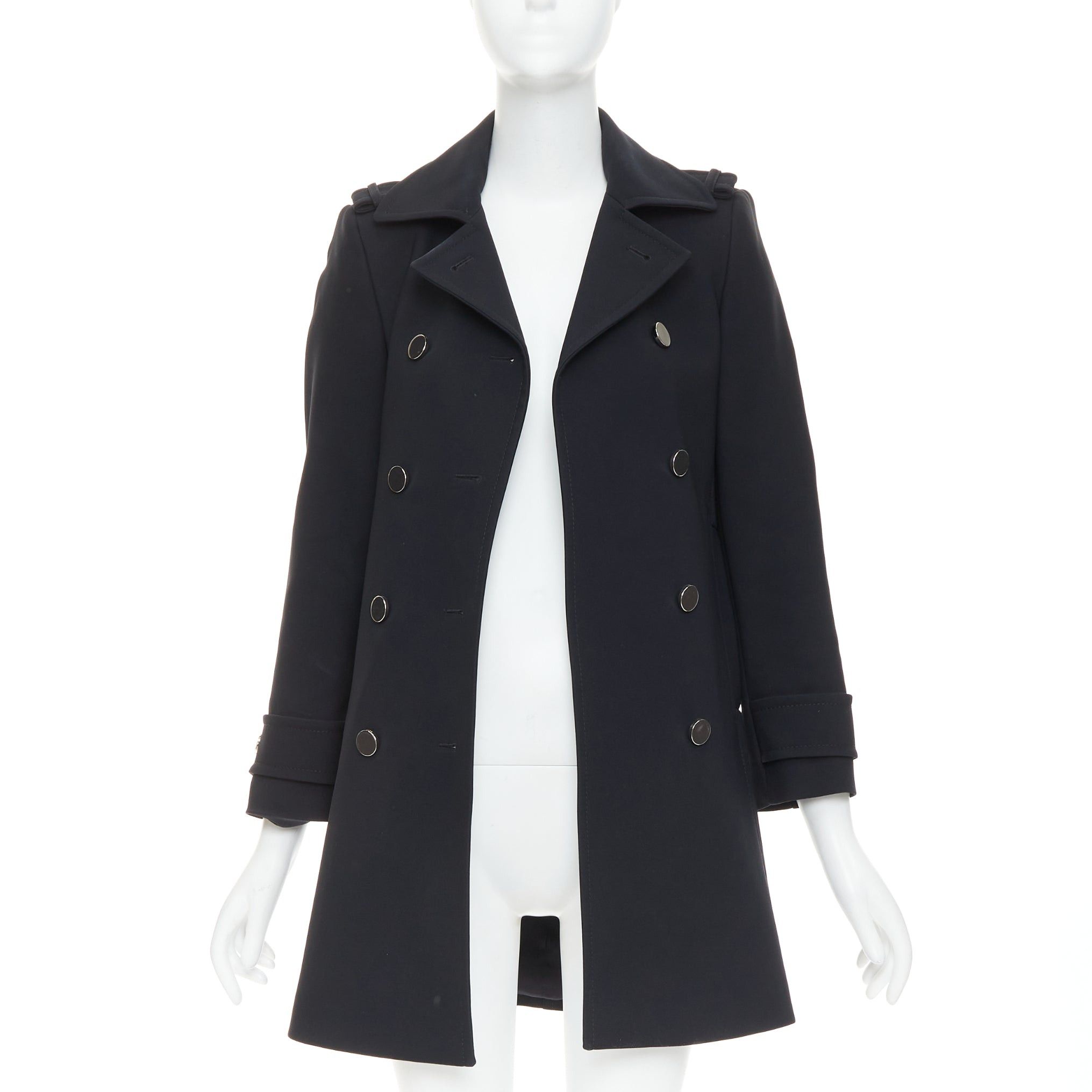 Gucci GUCCI black silver mirrored buttons double breasted military coat IT36 XXS Size XS / US 0-2 / IT 36-38 - 3 Thumbnail