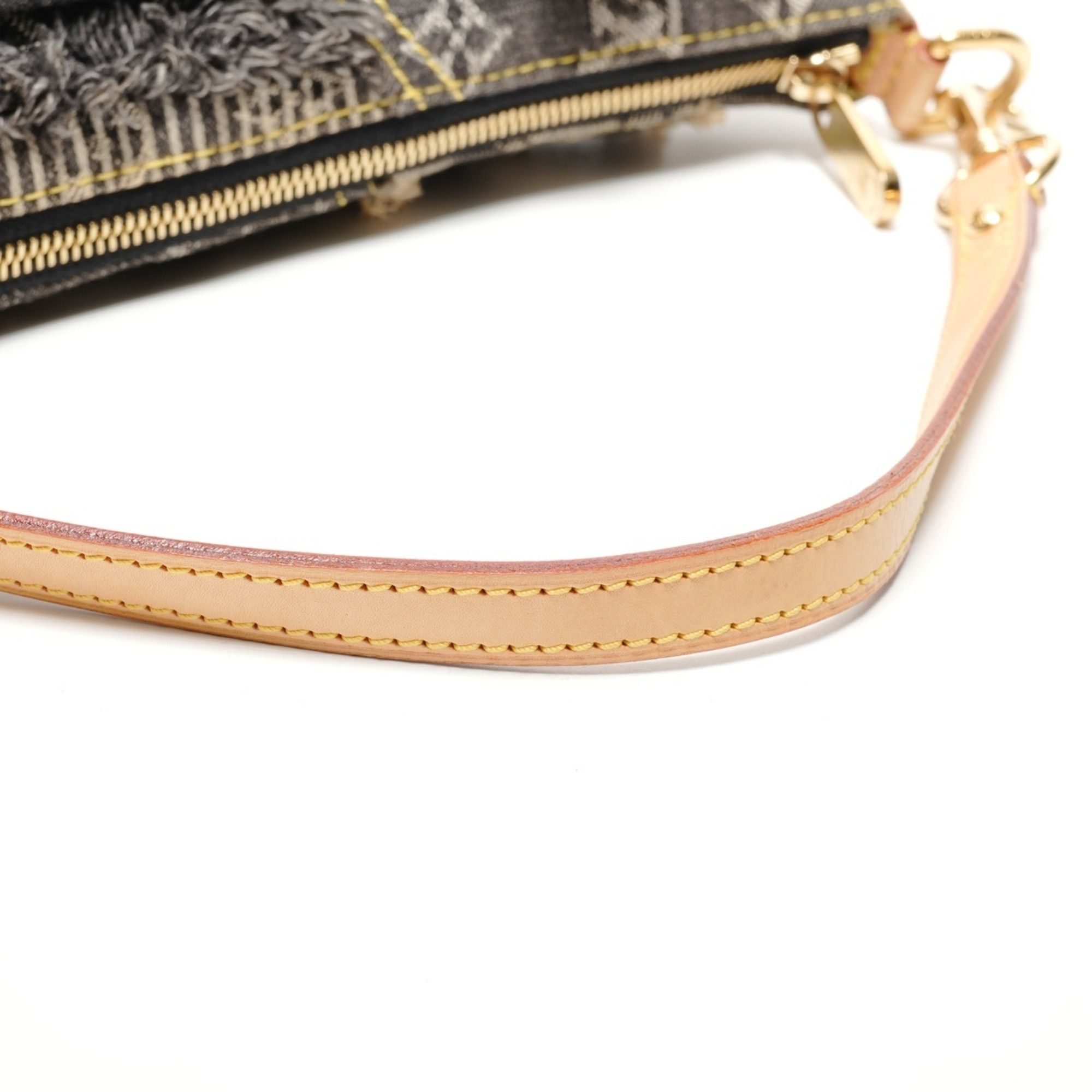 Louis Vuitton Louis Vuitton 2007 Monogram Denim Patchwork Pouch Shoulder Bag, Gray, WS27229 Size ONE SIZE - 13 Thumbnail