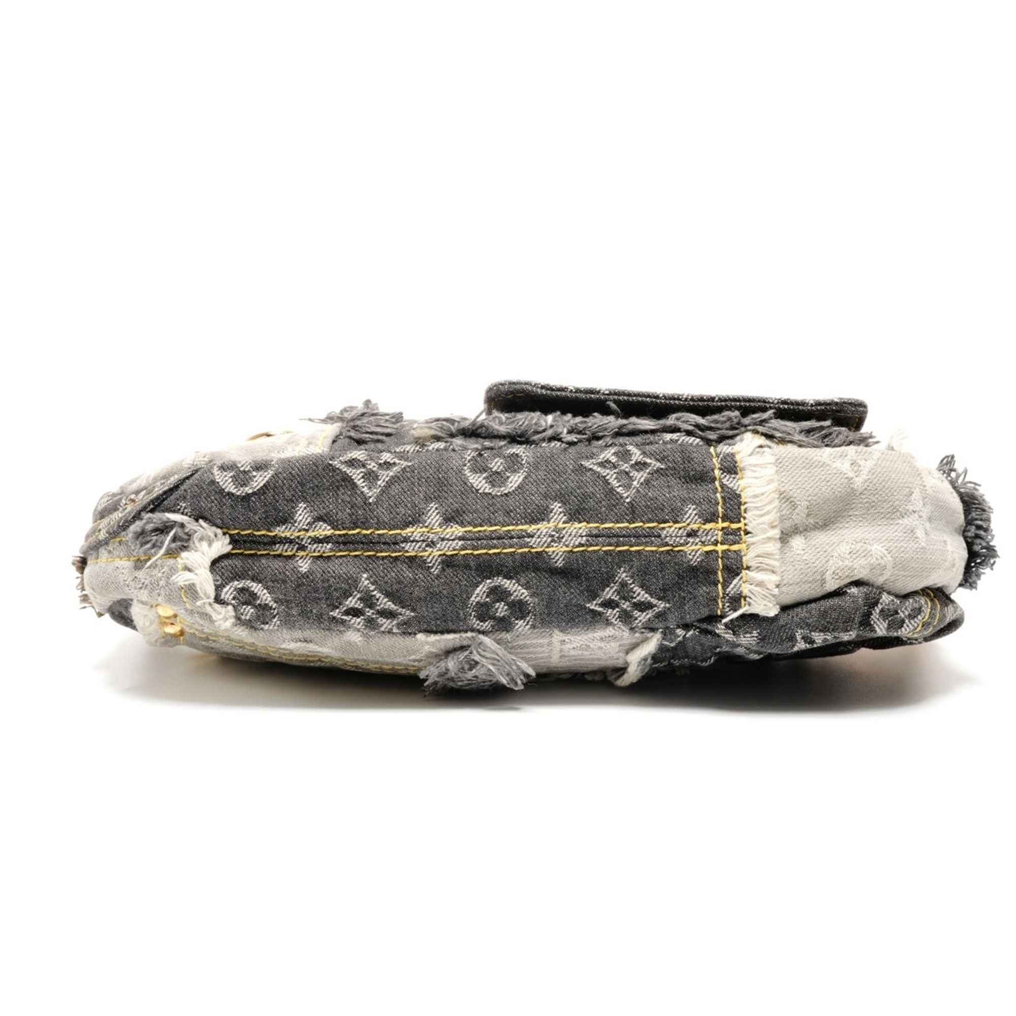 Louis Vuitton Louis Vuitton 2007 Monogram Denim Patchwork Pouch Shoulder Bag, Gray, WS27229 Size ONE SIZE - 8 Thumbnail