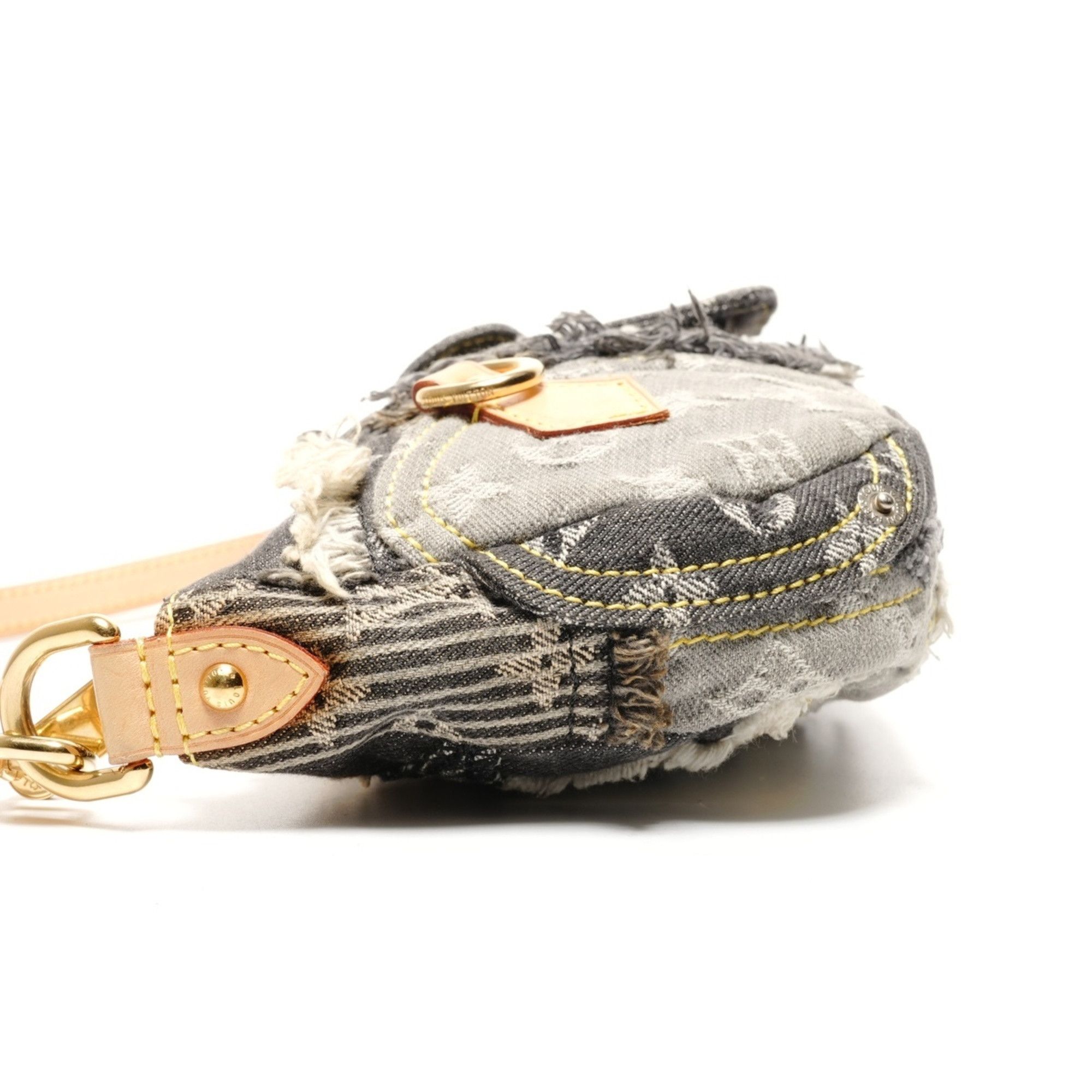 Louis Vuitton Louis Vuitton 2007 Monogram Denim Patchwork Pouch Shoulder Bag, Gray, WS27229 Size ONE SIZE - 4 Thumbnail