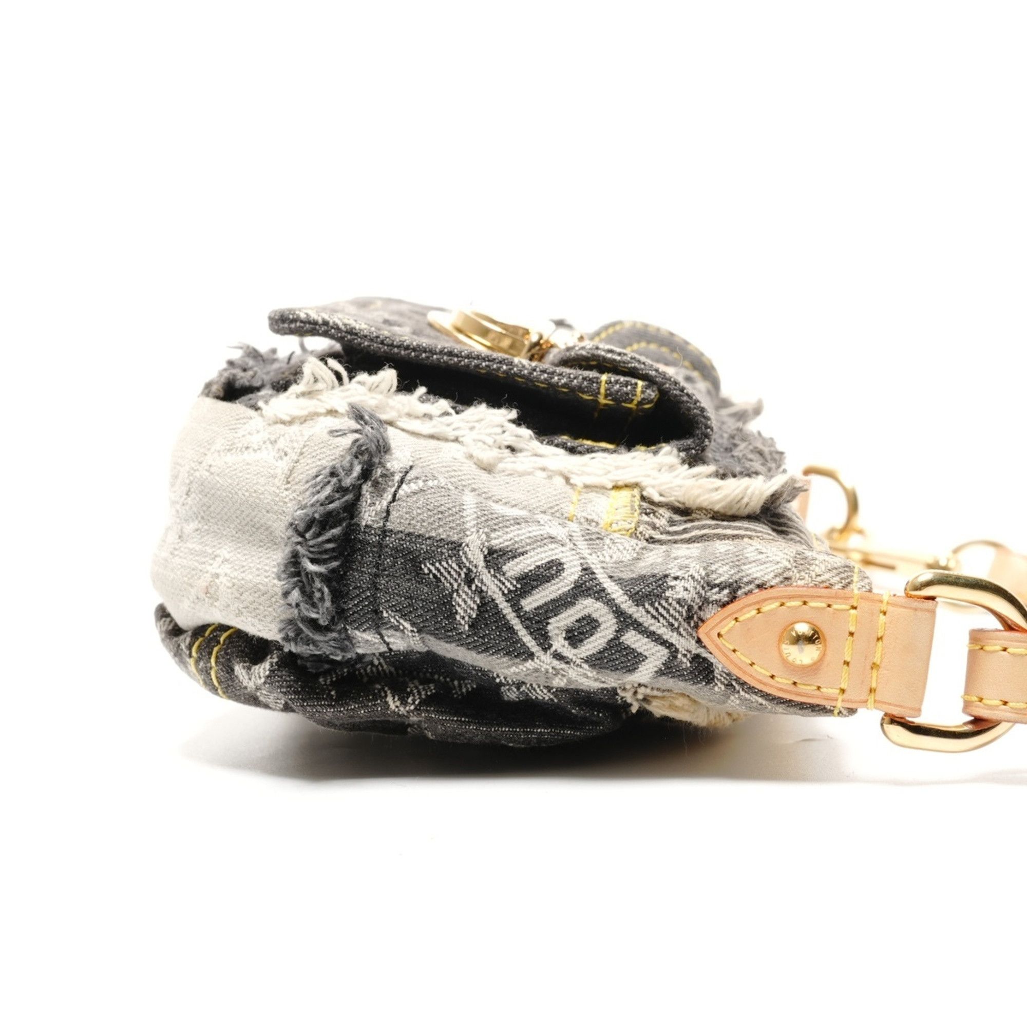Louis Vuitton Louis Vuitton 2007 Monogram Denim Patchwork Pouch Shoulder Bag, Gray, WS27229 Size ONE SIZE - 5 Thumbnail