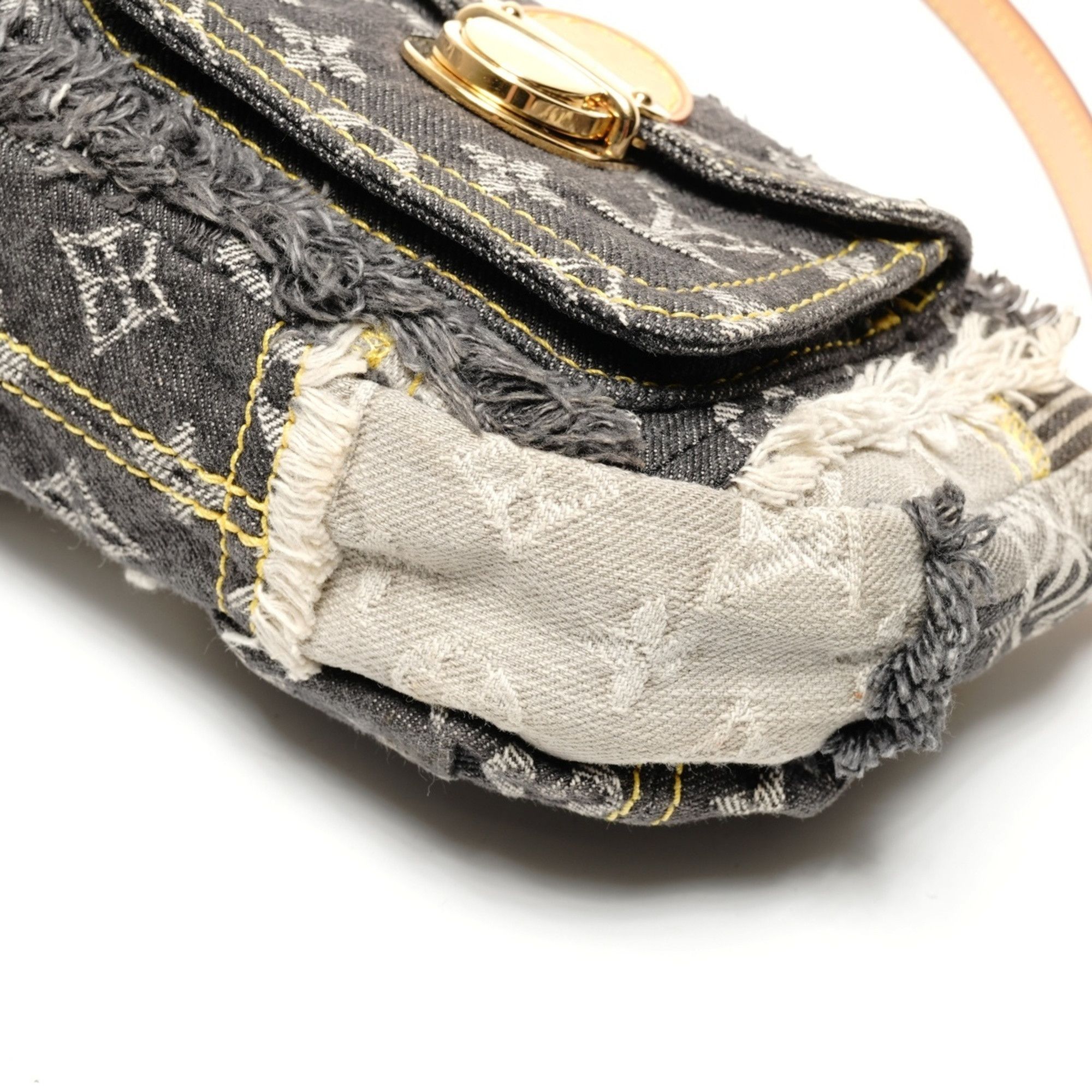 Louis Vuitton Louis Vuitton 2007 Monogram Denim Patchwork Pouch Shoulder Bag, Gray, WS27229 Size ONE SIZE - 7 Thumbnail
