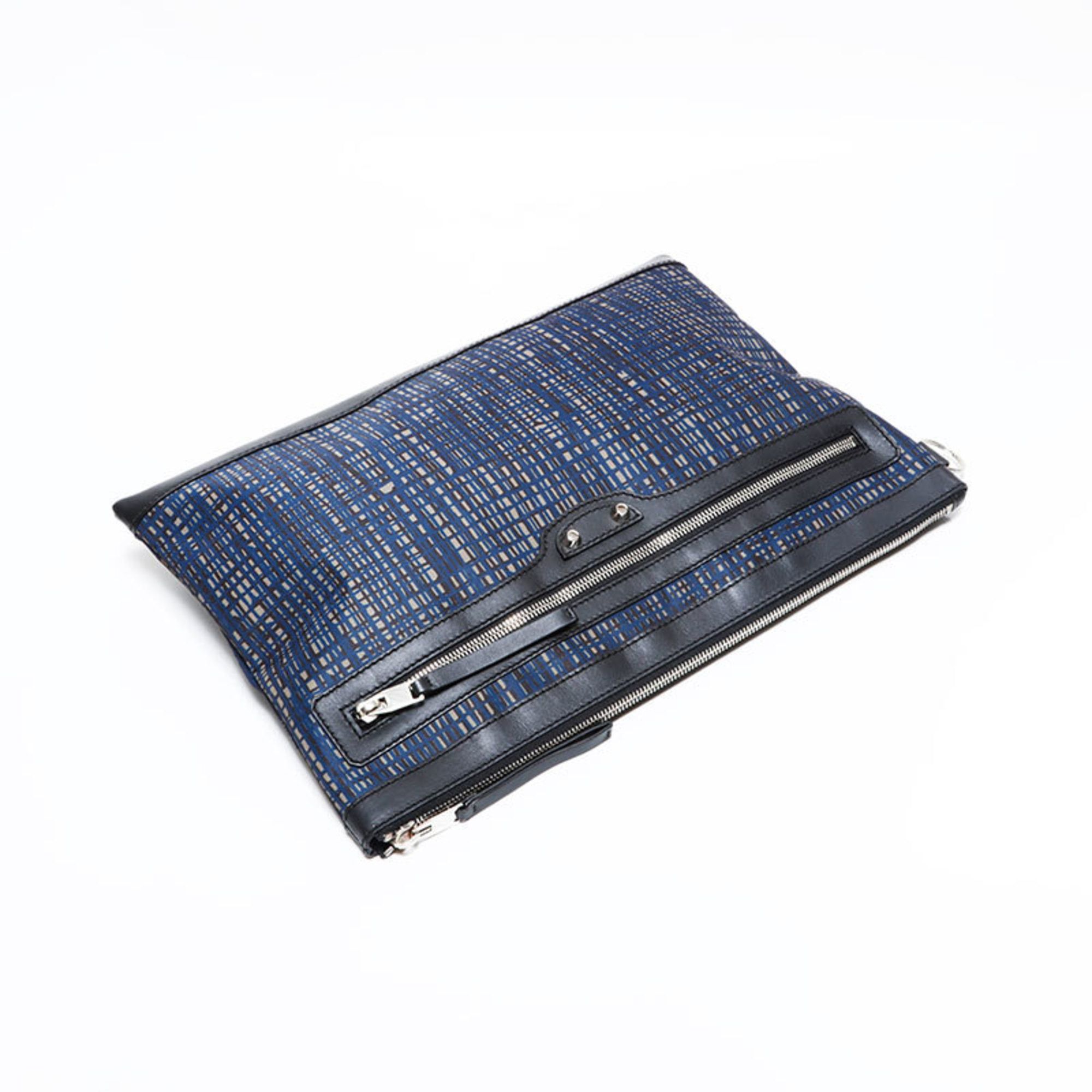 Balenciaga Balenciaga Clip Nylon Check Clutch Bag, Navy, WS22723 Size ONE SIZE - 8 Thumbnail