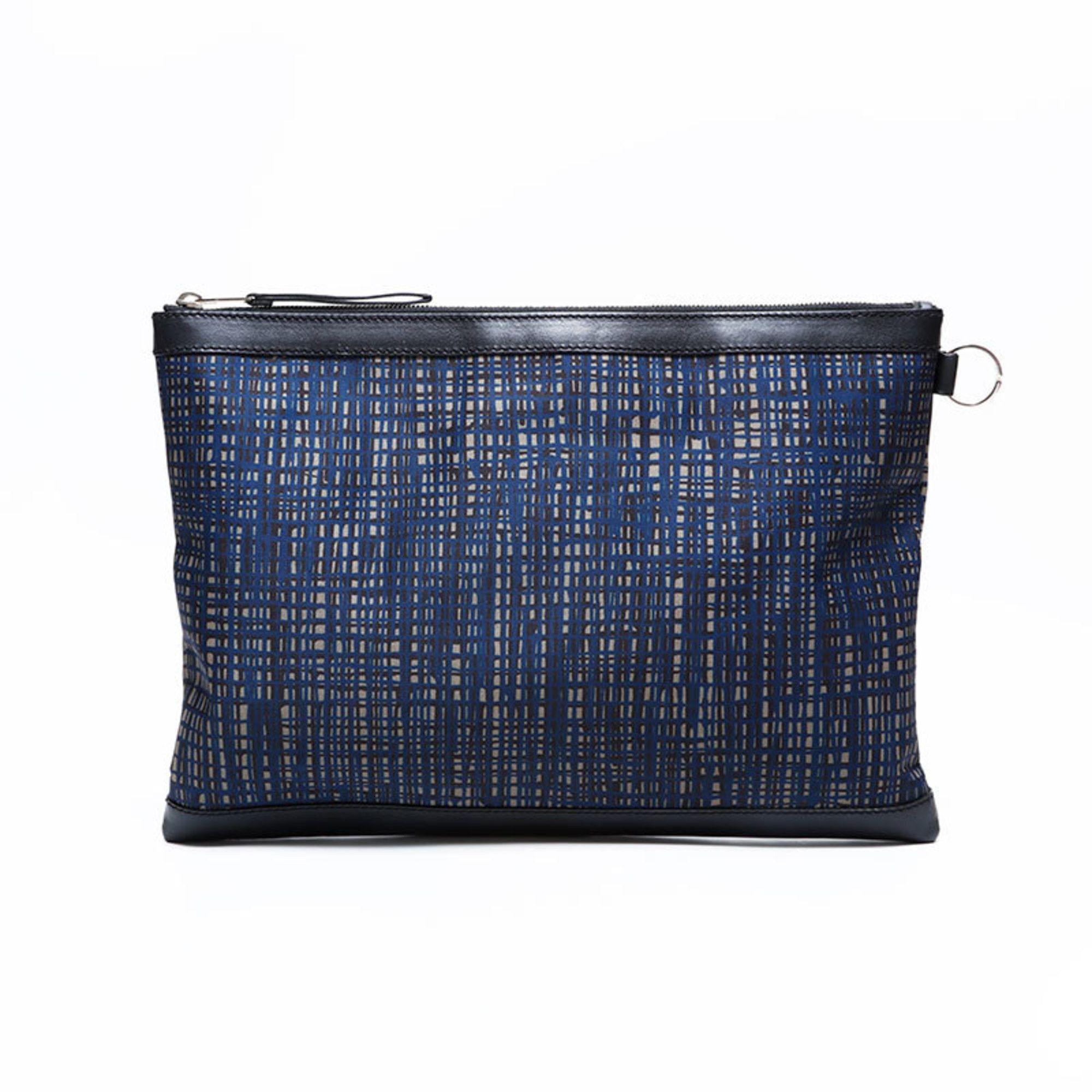 Balenciaga Balenciaga Clip Nylon Check Clutch Bag, Navy, WS22723 Size ONE SIZE - 2 Thumbnail