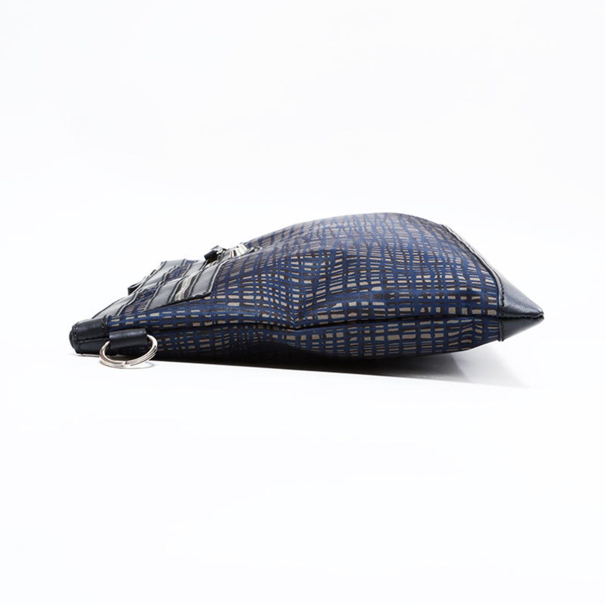 Balenciaga Balenciaga Clip Nylon Check Clutch Bag, Navy, WS22723 Size ONE SIZE - 3 Thumbnail