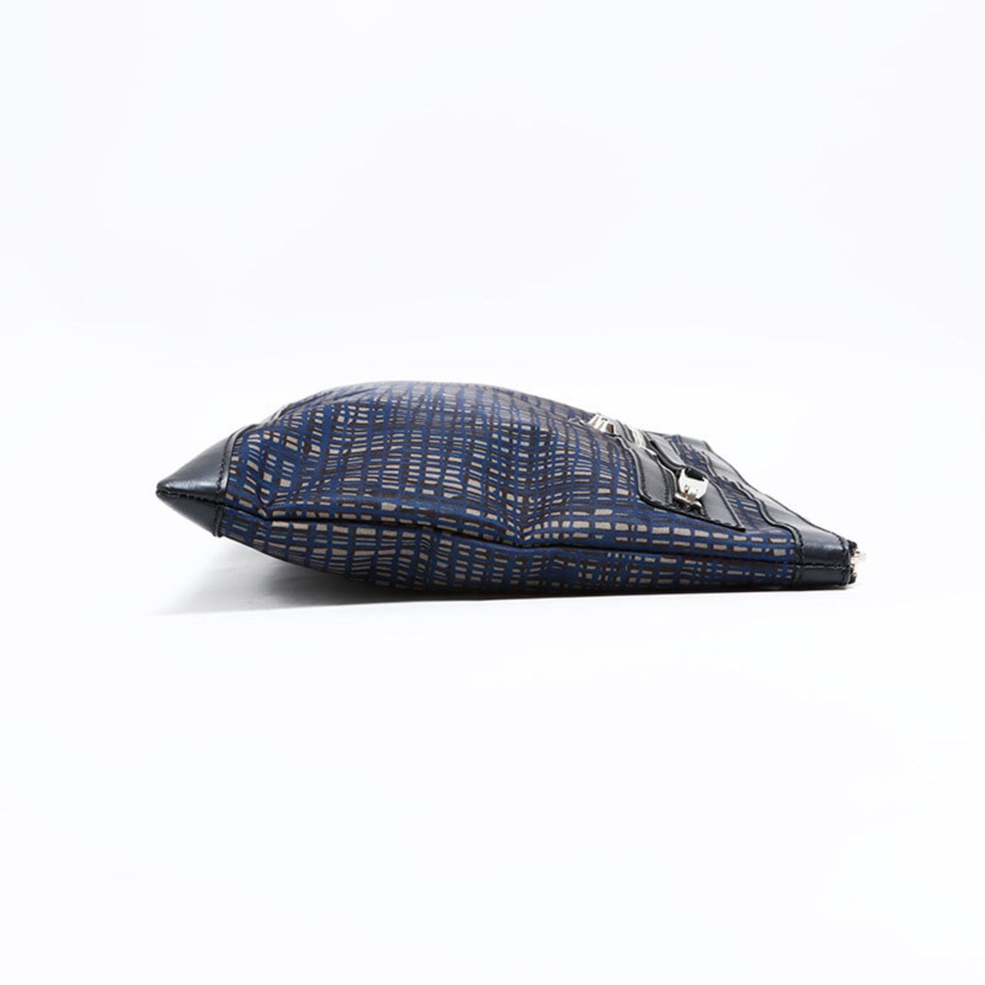 Balenciaga Balenciaga Clip Nylon Check Clutch Bag, Navy, WS22723 Size ONE SIZE - 4 Thumbnail
