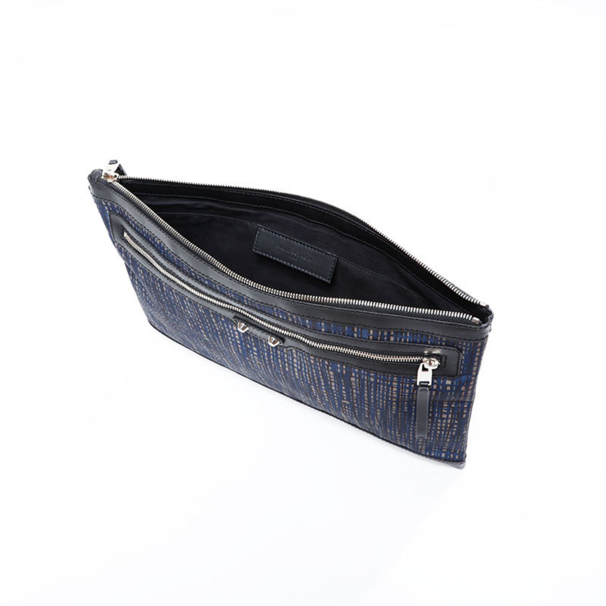 Balenciaga Balenciaga Clip Nylon Check Clutch Bag, Navy, WS22723 Size ONE SIZE - 11 Thumbnail