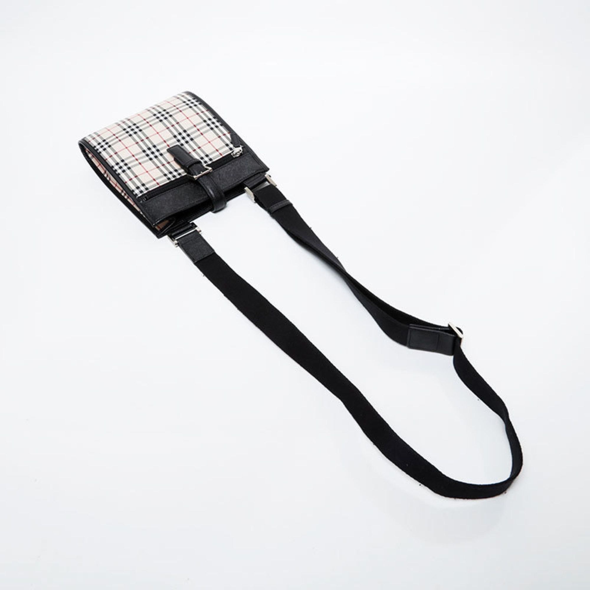 Burberry Burberry Check Canvas and Leather Shoulder Bag, Beige, WS21612 Size ONE SIZE - 8 Thumbnail