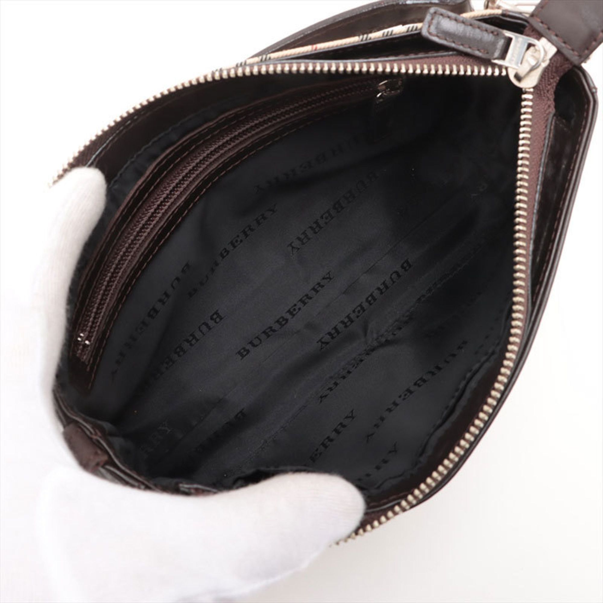 Burberry Burberry Check Canvas Shoulder Bag Brown WS15713 Size ONE SIZE - 8 Thumbnail