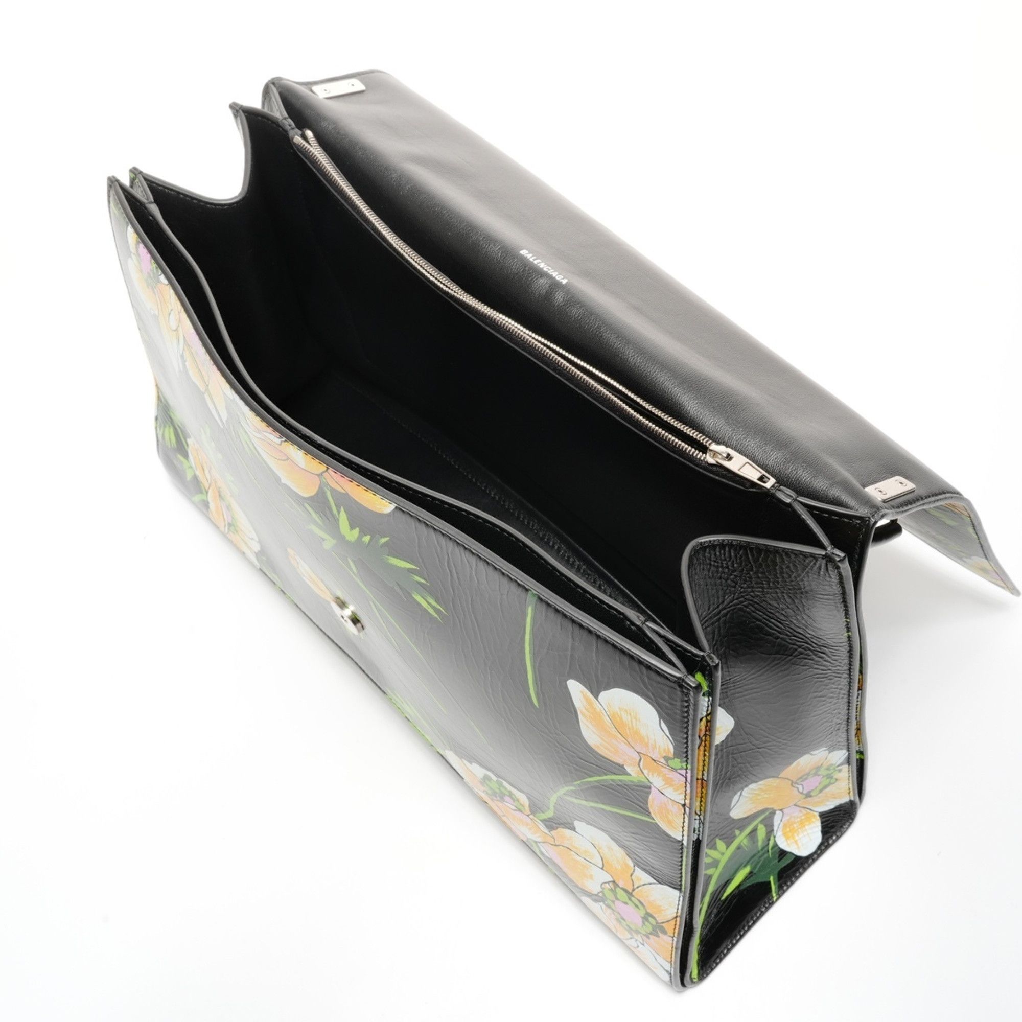 Balenciaga Balenciaga Crushed L Floral Shoulder Bag, Black, WS25177 Size ONE SIZE - 11 Thumbnail