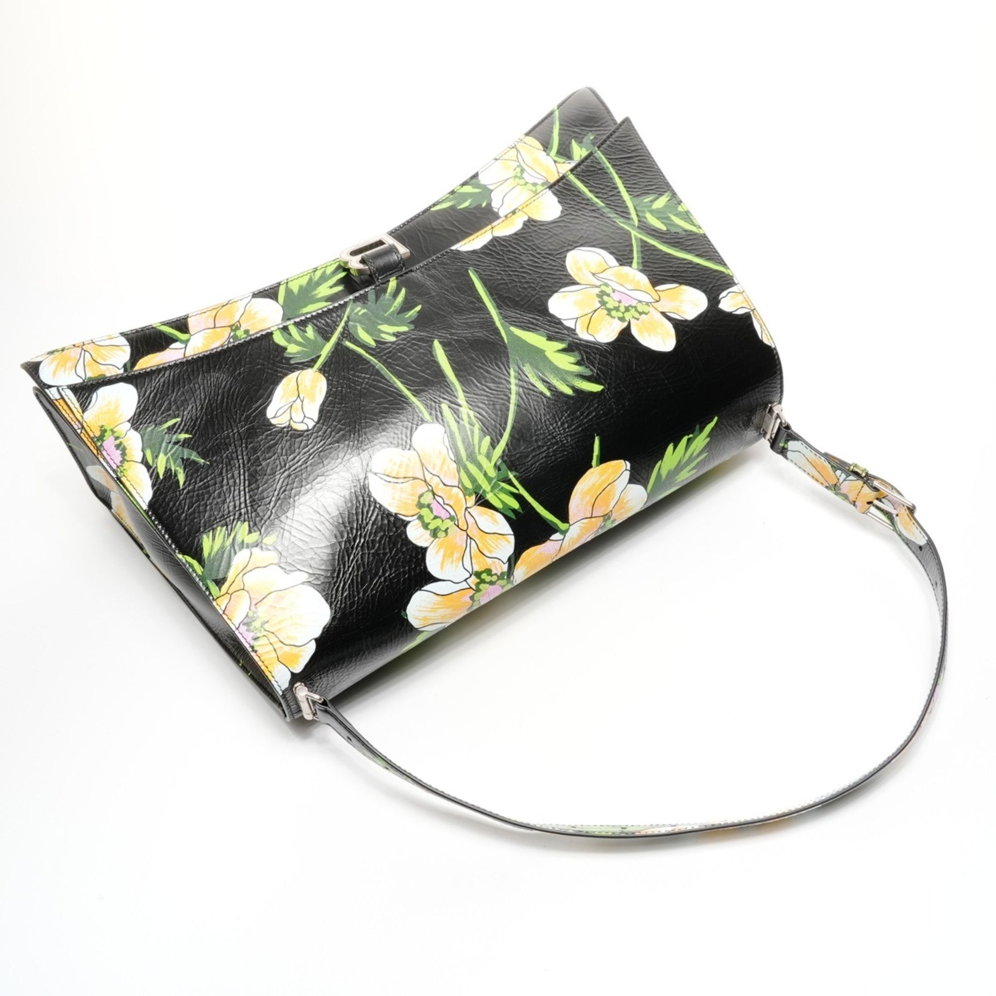Balenciaga Balenciaga Crushed L Floral Shoulder Bag, Black, WS25177 Size ONE SIZE - 8 Thumbnail