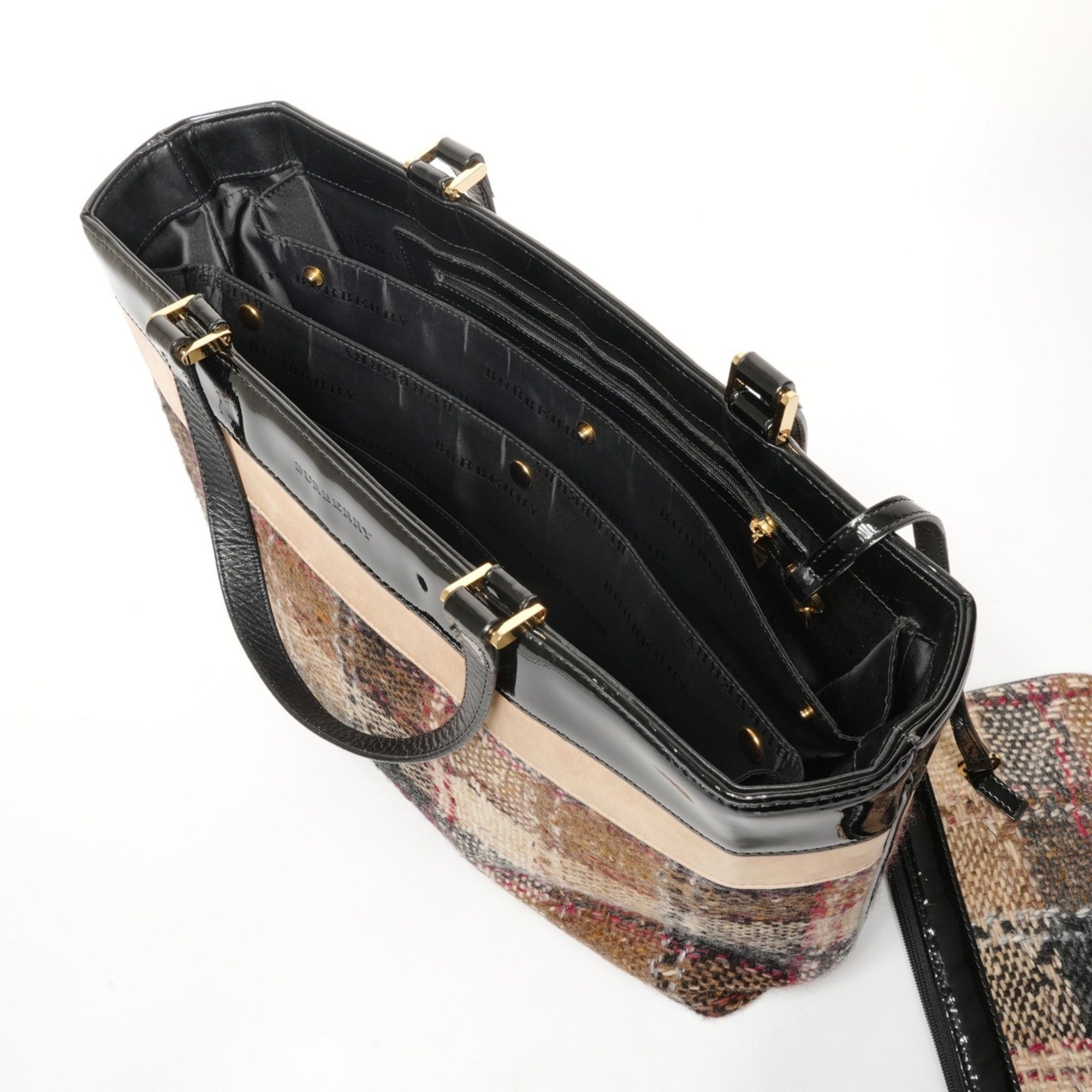 Burberry Burberry Tweed Wool PVB Handbag, Beige, WS25411 Size ONE SIZE - 10 Thumbnail
