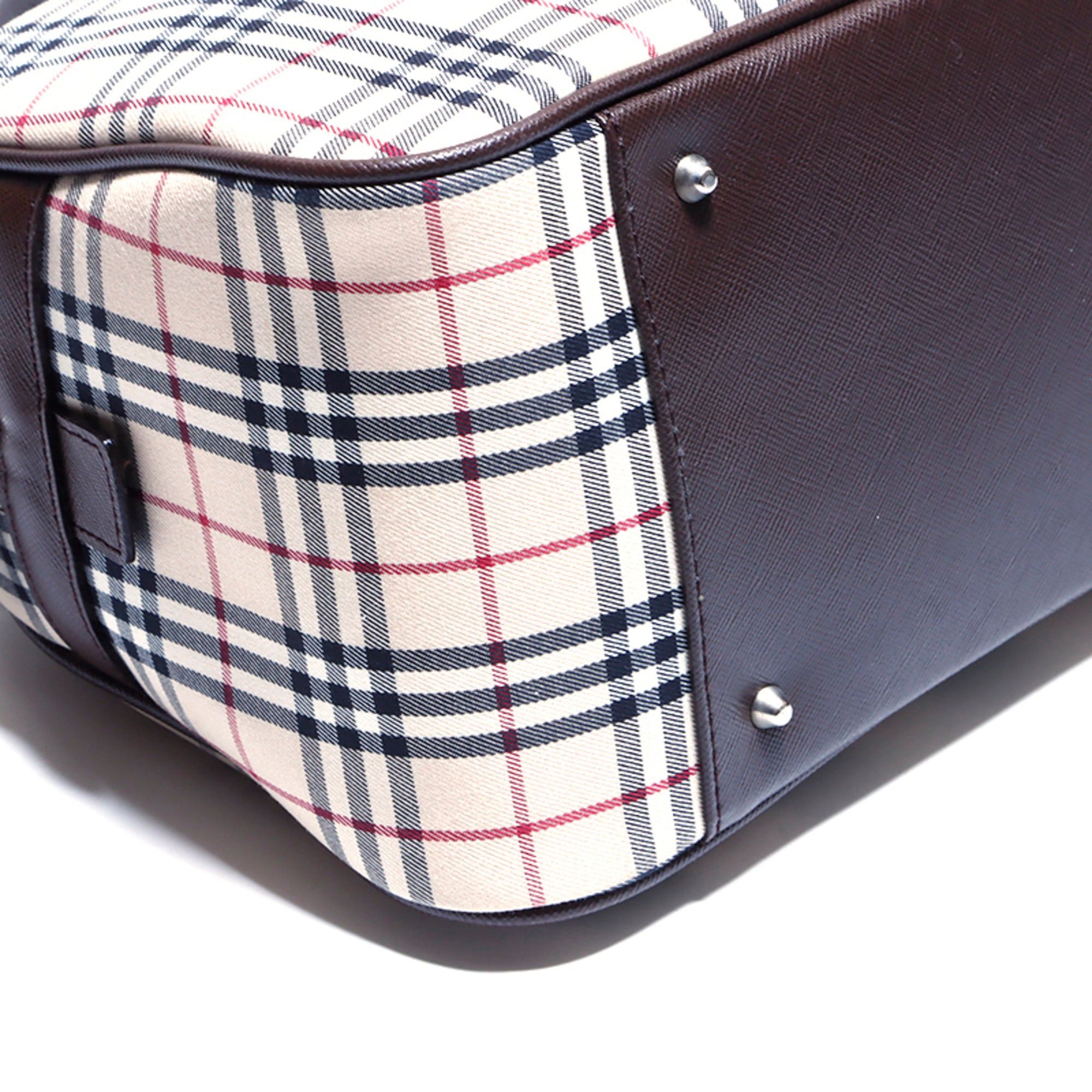 Burberry Burberry Nova Check Canvas Handbag, Beige/Brown, WS4243 Size ONE SIZE - 4 Thumbnail