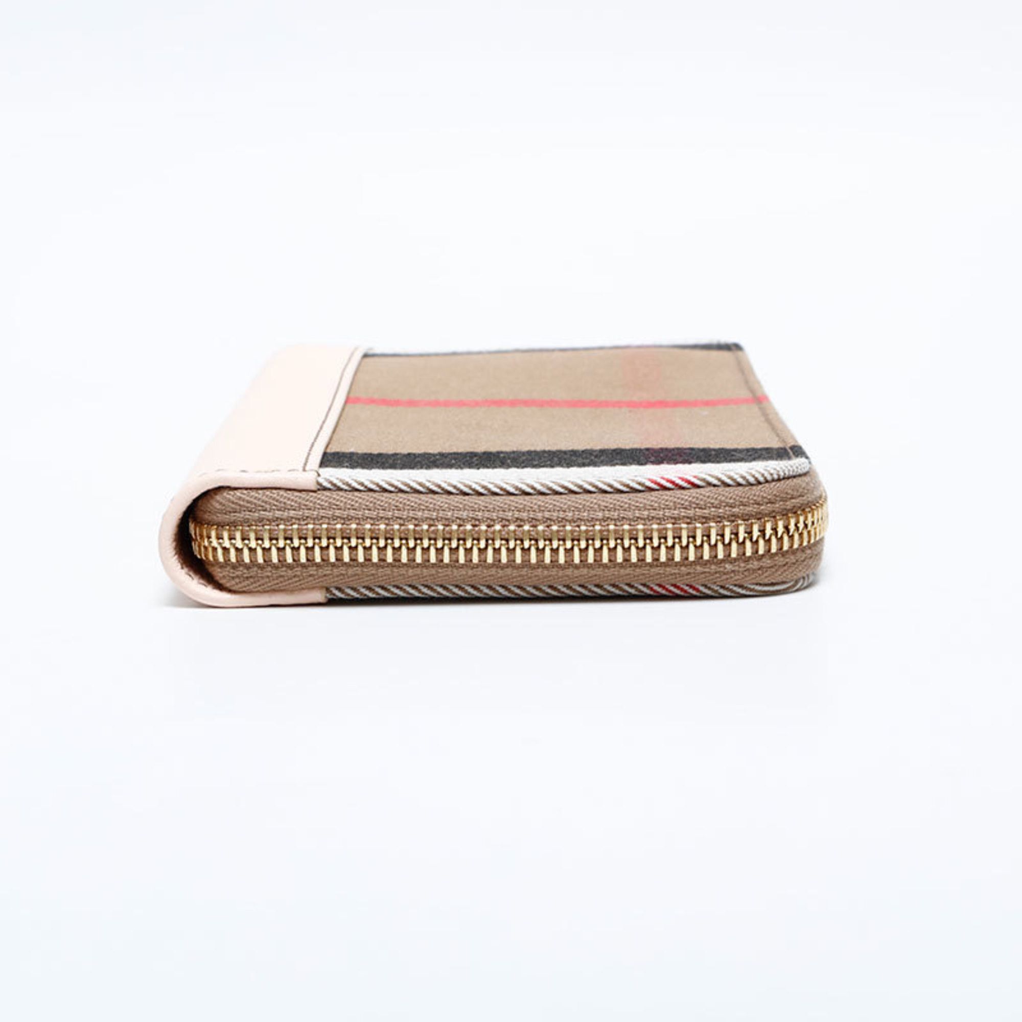 Burberry Burberry Check Canvas and Leather Long Wallet, Beige, WS22177 Size ONE SIZE - 4 Thumbnail