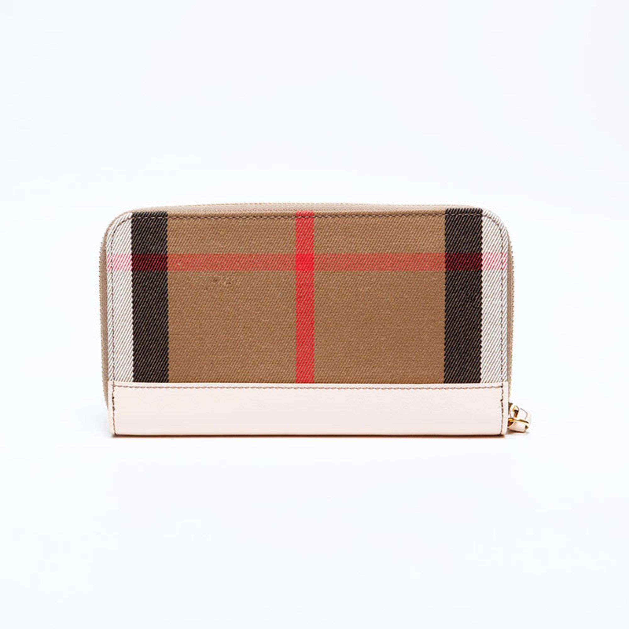Burberry Burberry Check Canvas and Leather Long Wallet, Beige, WS22177 Size ONE SIZE - 2 Thumbnail
