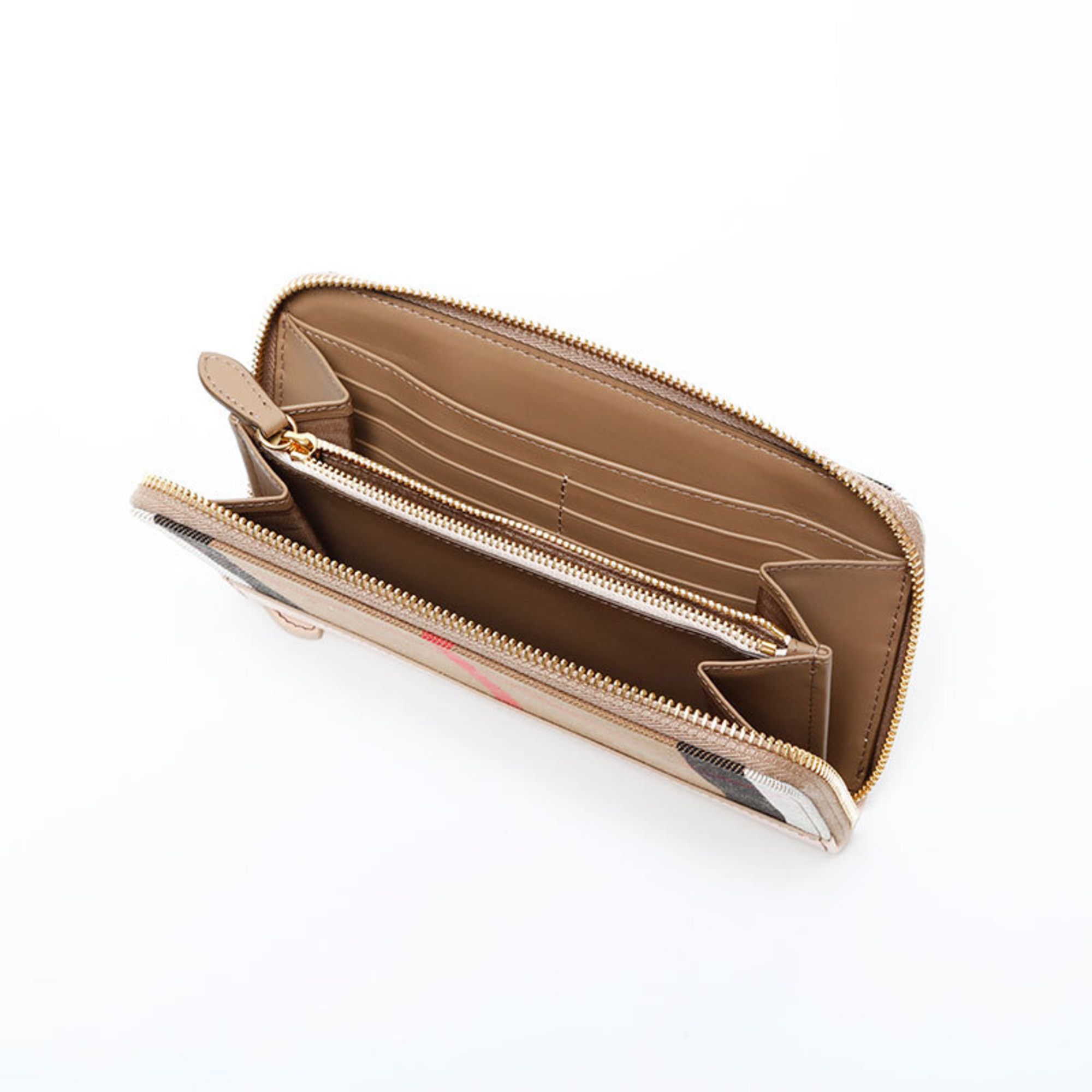 Burberry Burberry Check Canvas and Leather Long Wallet, Beige, WS22177 Size ONE SIZE - 11 Thumbnail