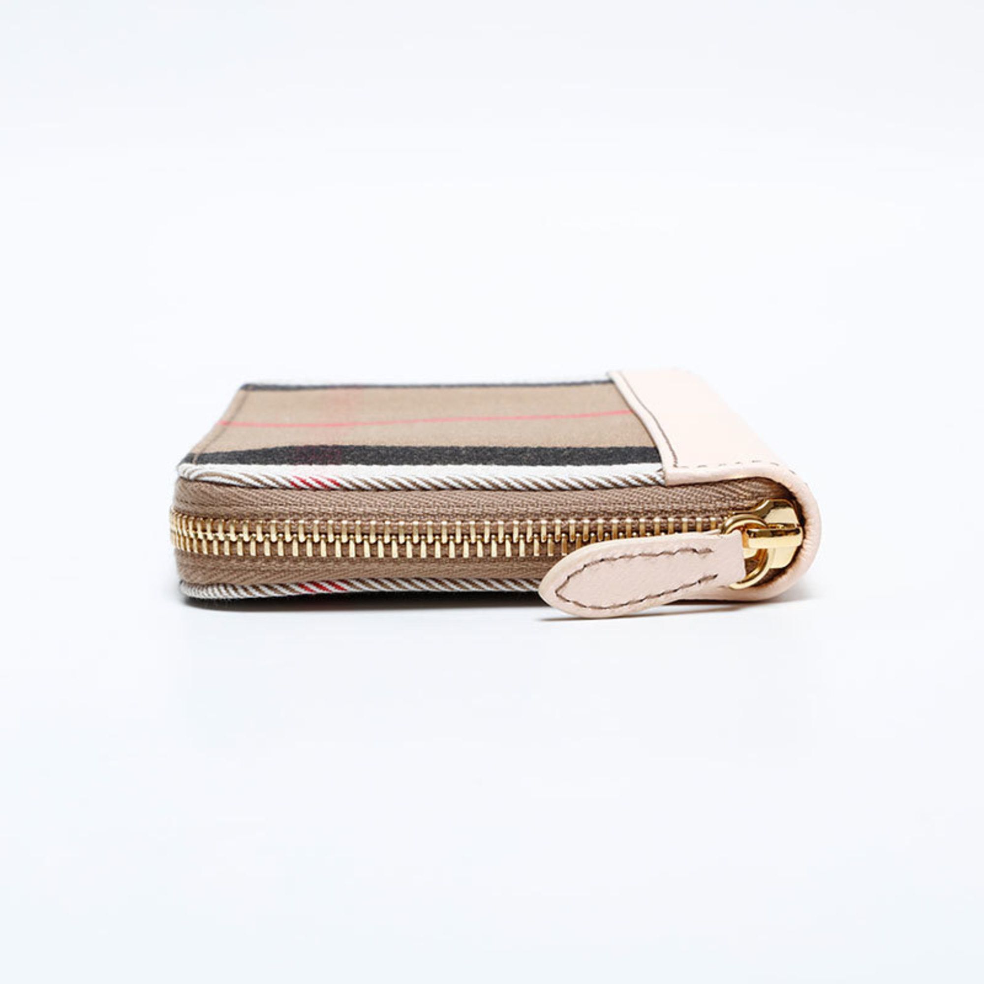 Burberry Burberry Check Canvas and Leather Long Wallet, Beige, WS22177 Size ONE SIZE - 3 Thumbnail
