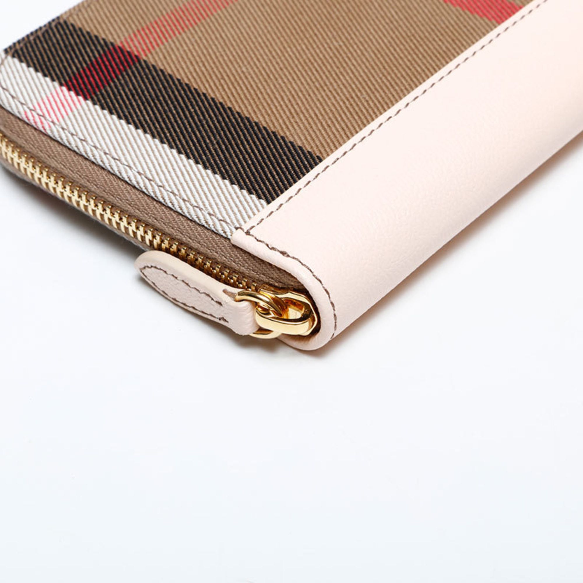 Burberry Burberry Check Canvas and Leather Long Wallet, Beige, WS22177 Size ONE SIZE - 5 Thumbnail