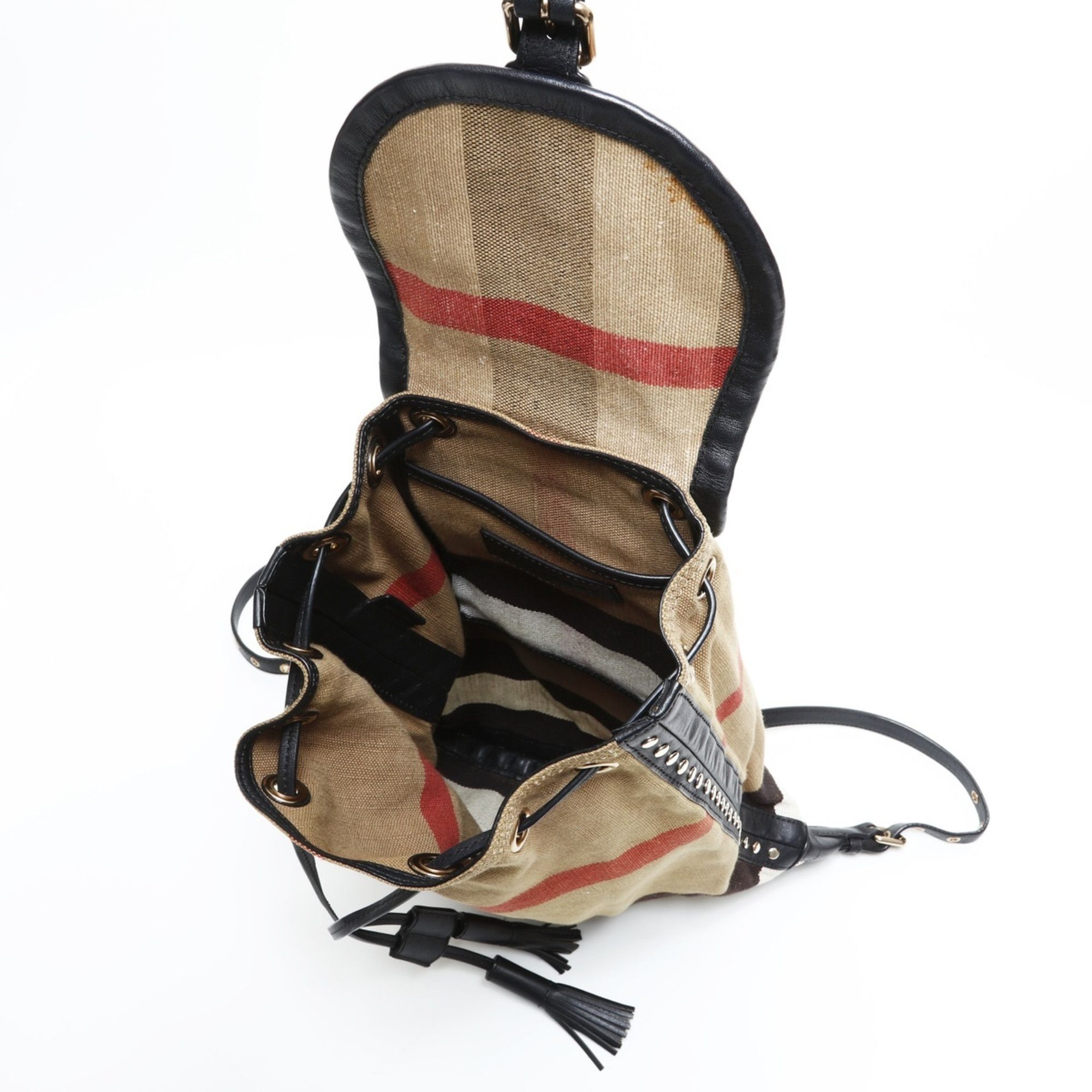 Burberry Burberry Nova Check Canvas Backpack/Daypack, Beige, WS23403 Size ONE SIZE - 13 Thumbnail