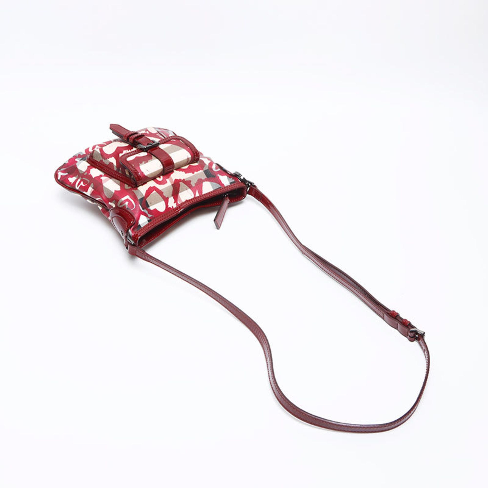 Burberry Burberry Nova Check Heart Enamel Shoulder Bag, Beige and Red, WS12805 Size ONE SIZE - 9 Thumbnail