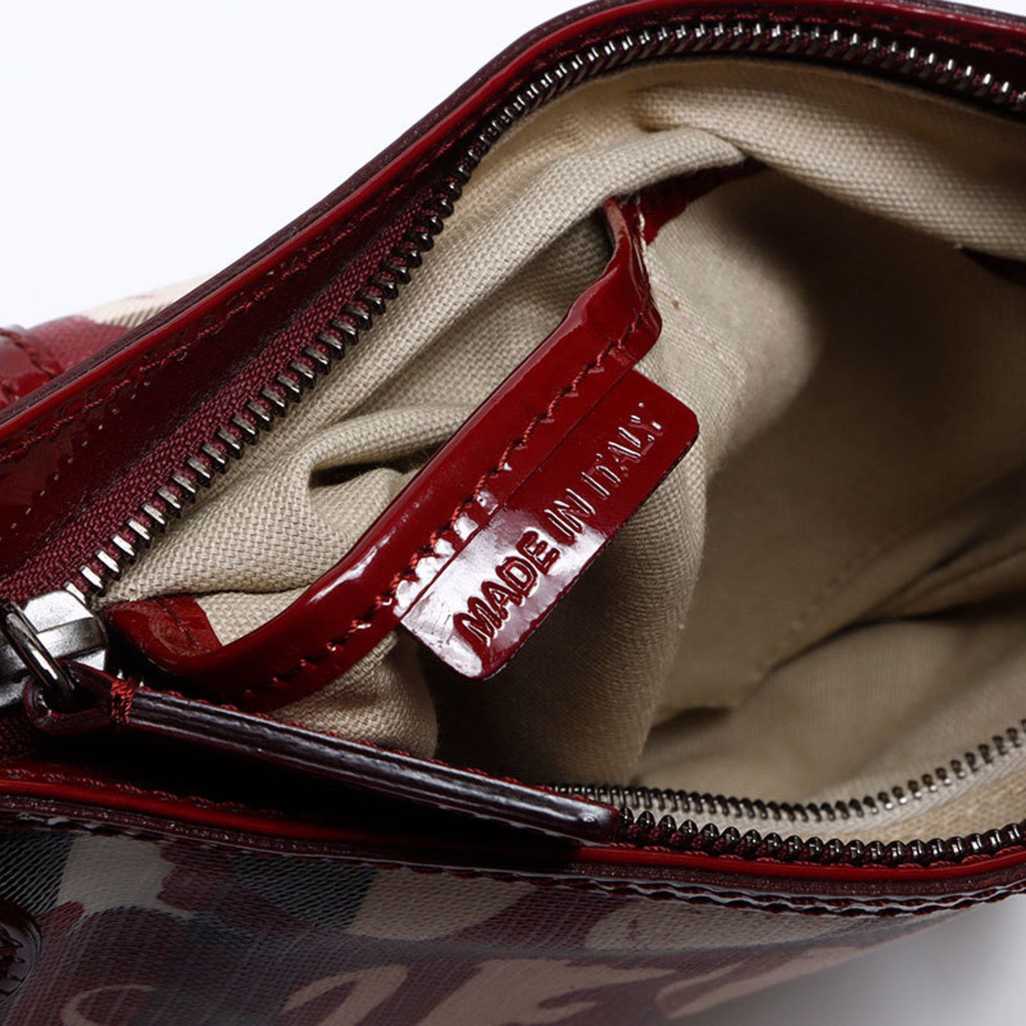 Burberry Burberry Nova Check Heart Enamel Shoulder Bag, Beige and Red, WS12805 Size ONE SIZE - 11 Thumbnail