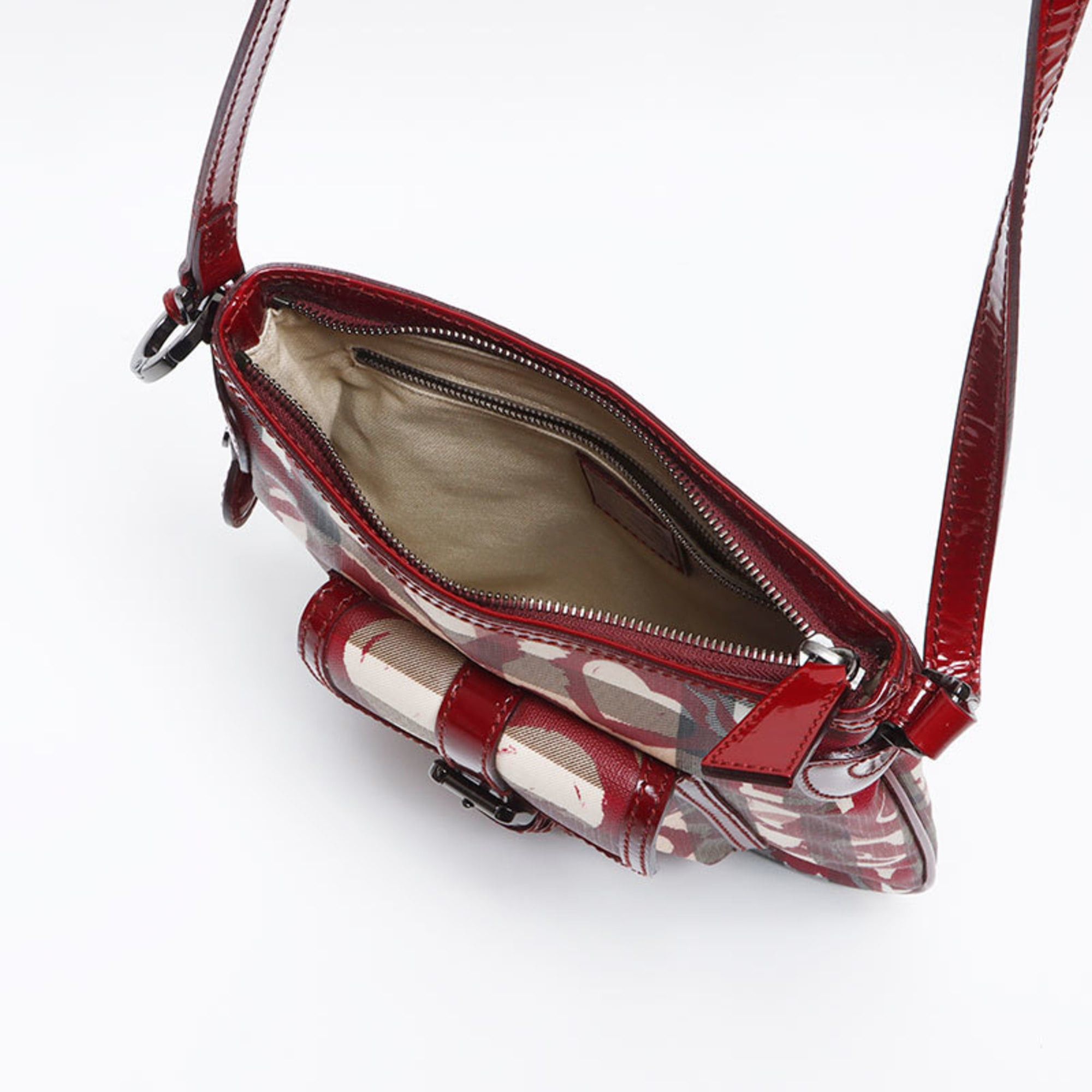 Burberry Burberry Nova Check Heart Enamel Shoulder Bag, Beige and Red, WS12805 Size ONE SIZE - 12 Thumbnail