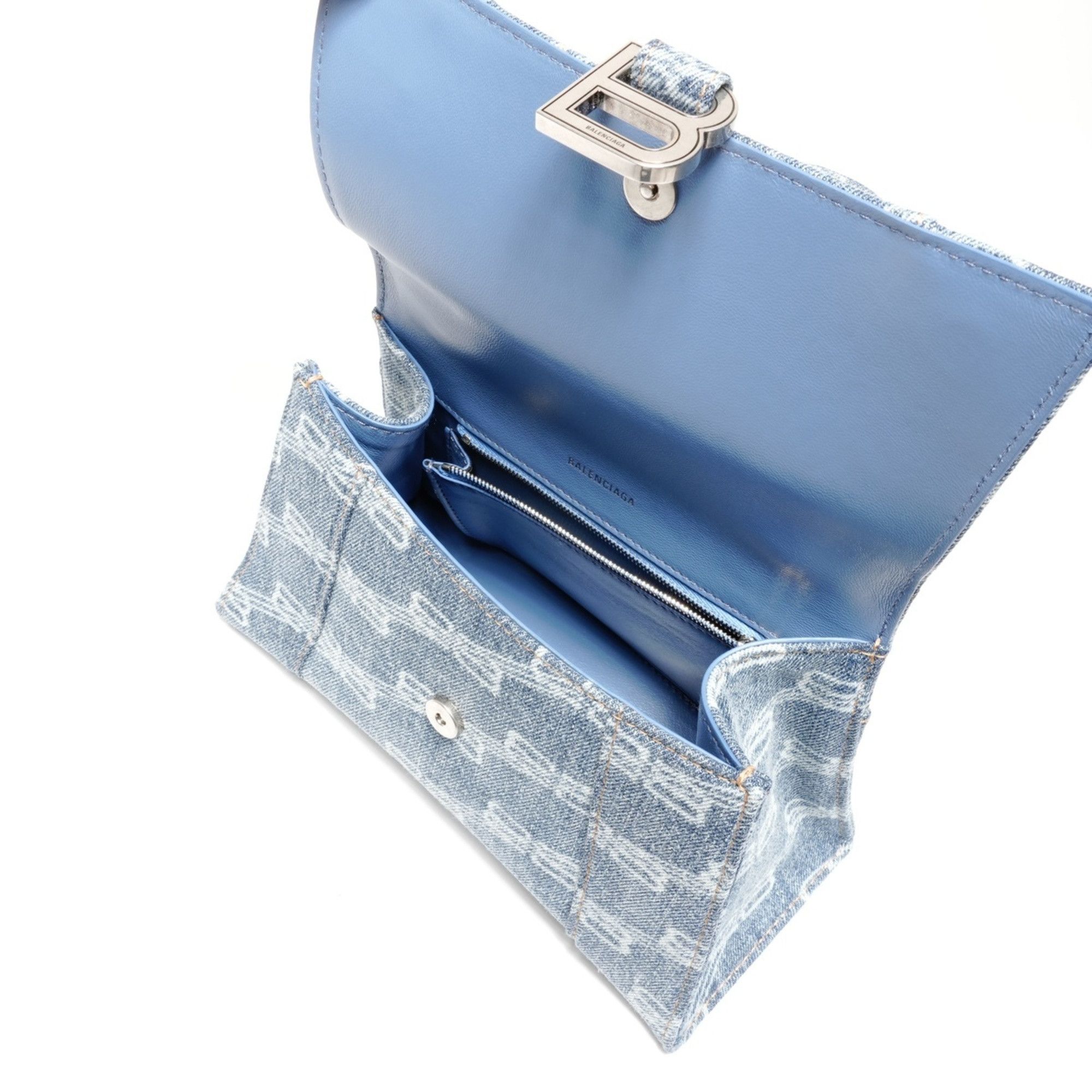 Balenciaga Balenciaga Denim Hourglass 2-Way Handbag, Navy, WS24663 Size ONE SIZE - 11 Thumbnail