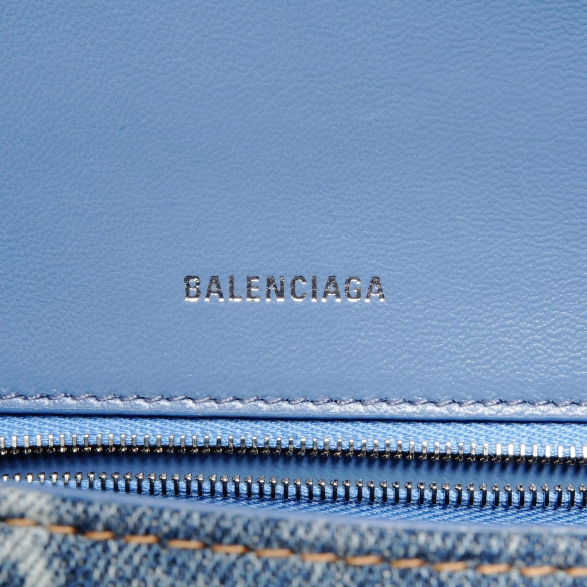 Balenciaga Balenciaga Denim Hourglass 2-Way Handbag, Navy, WS24663 Size ONE SIZE - 10 Thumbnail