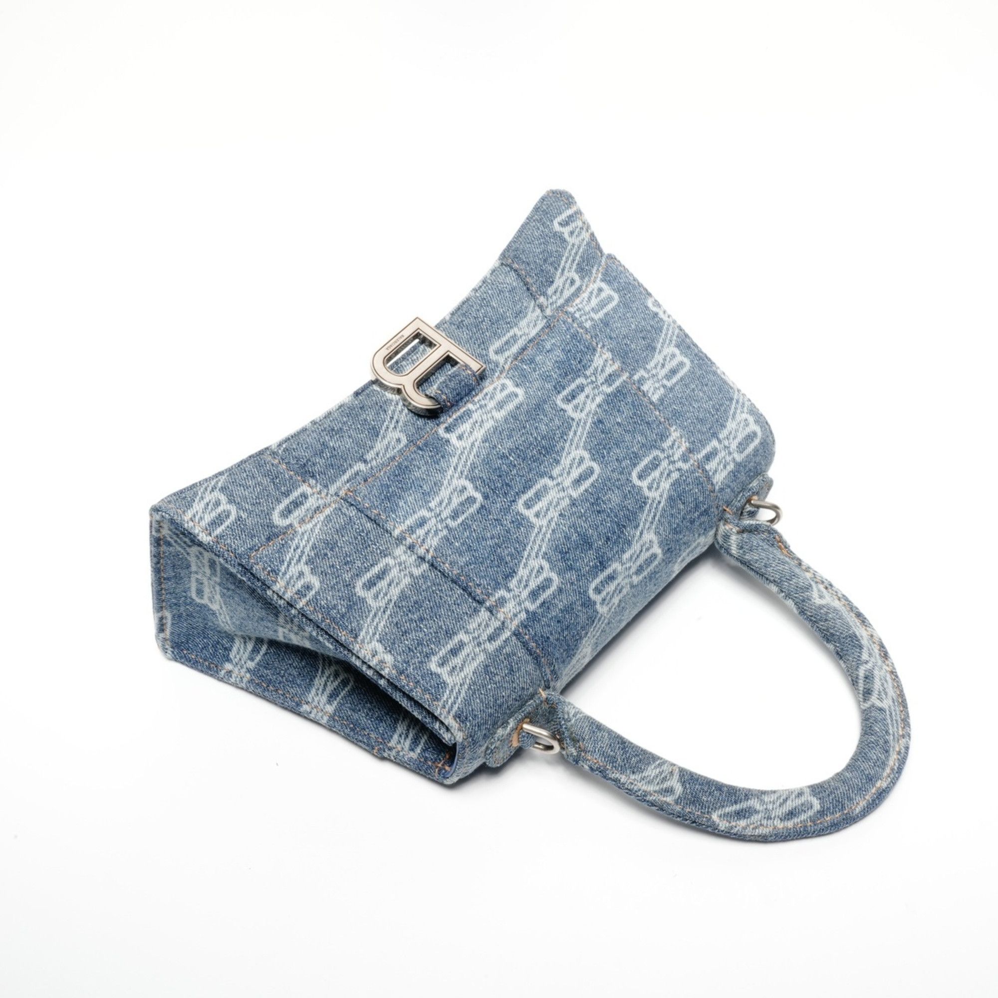 Balenciaga Balenciaga Denim Hourglass 2-Way Handbag, Navy, WS24663 Size ONE SIZE - 8 Thumbnail