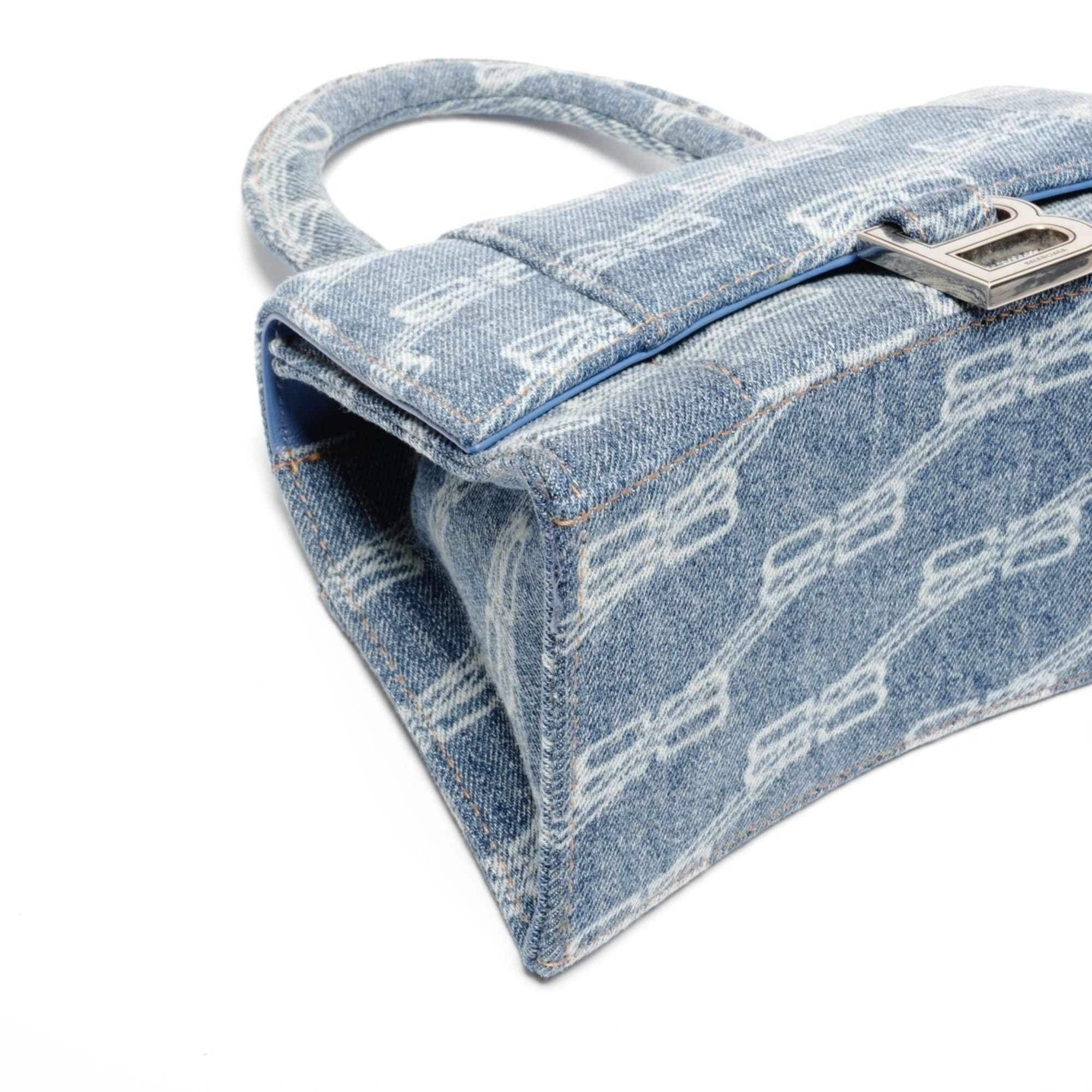 Balenciaga Balenciaga Denim Hourglass 2-Way Handbag, Navy, WS24663 Size ONE SIZE - 6 Thumbnail