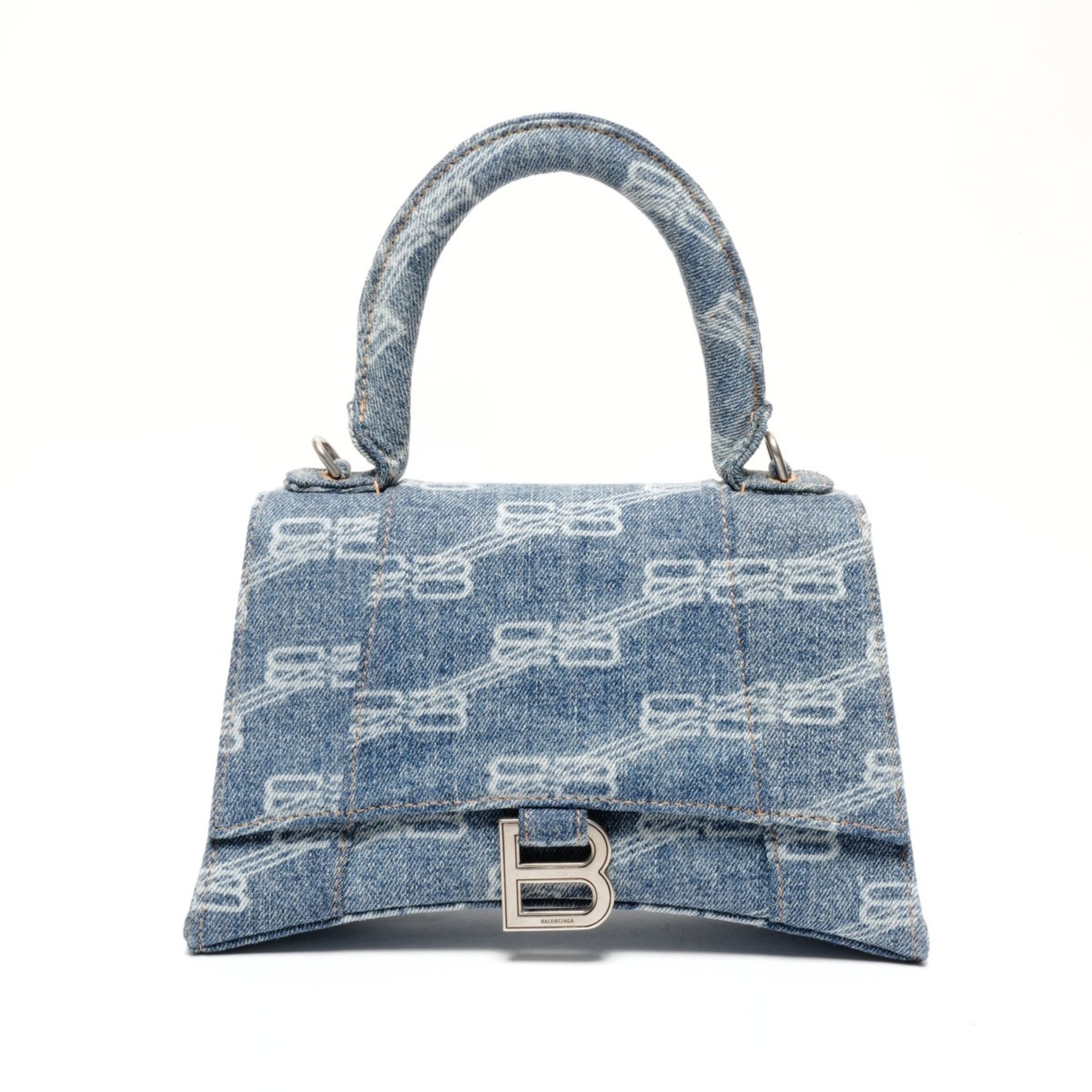 Balenciaga Balenciaga Denim Hourglass 2-Way Handbag, Navy, WS24663 Size ONE SIZE - 2 Thumbnail