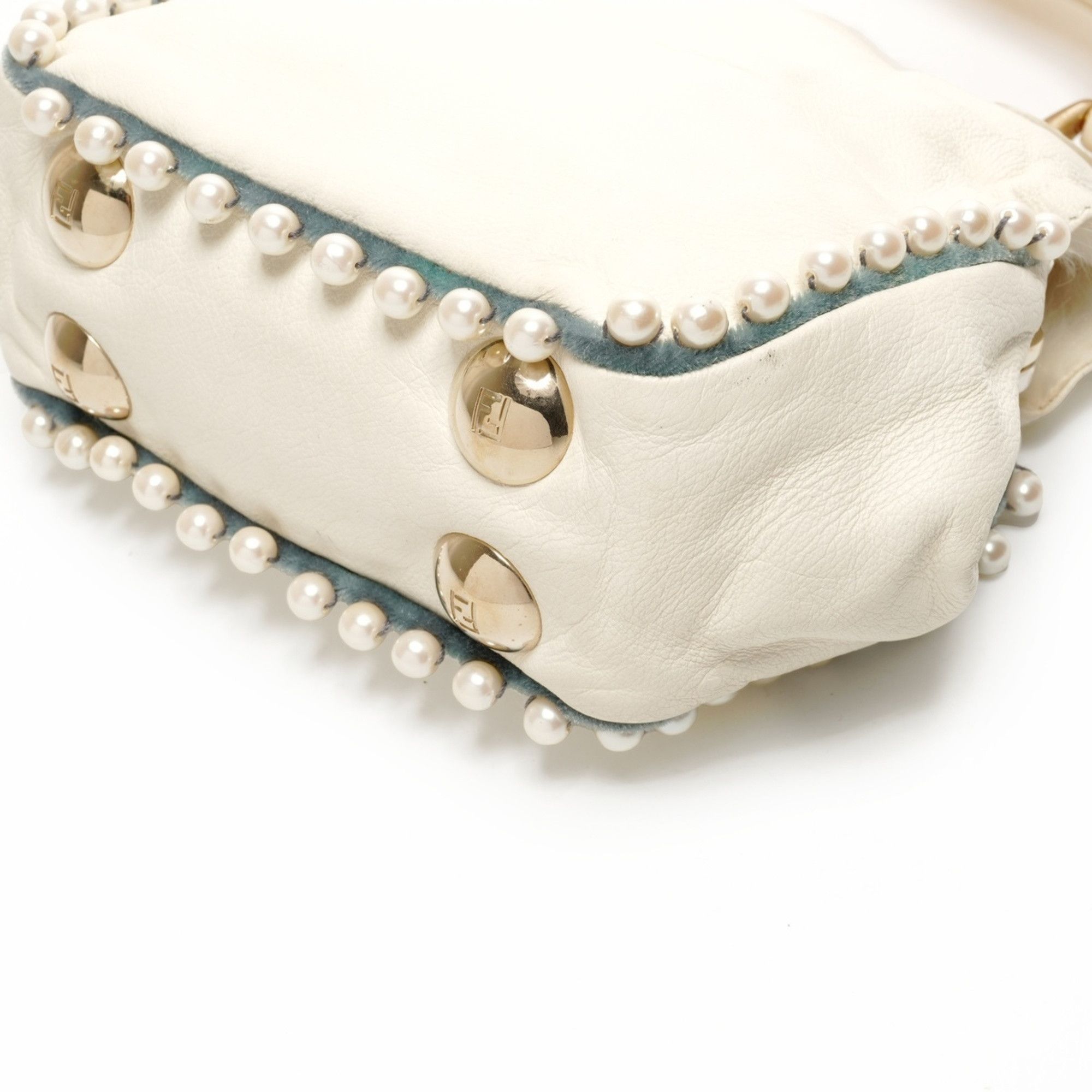 Fendi Fendi Fur Leather Mini Pearl 2-Way Ivory Shoulder Bag in White WS25917 Size ONE SIZE - 6 Thumbnail