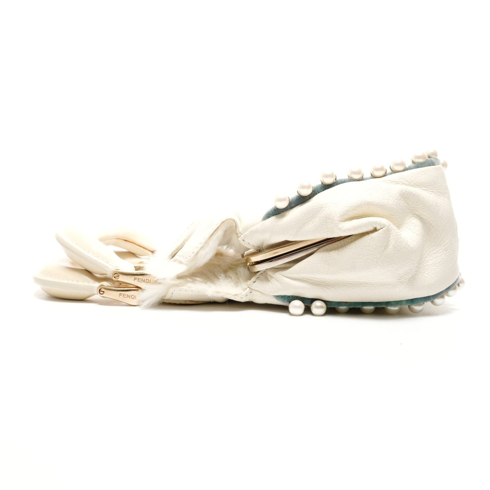 Fendi Fendi Fur Leather Mini Pearl 2-Way Ivory Shoulder Bag in White WS25917 Size ONE SIZE - 3 Thumbnail