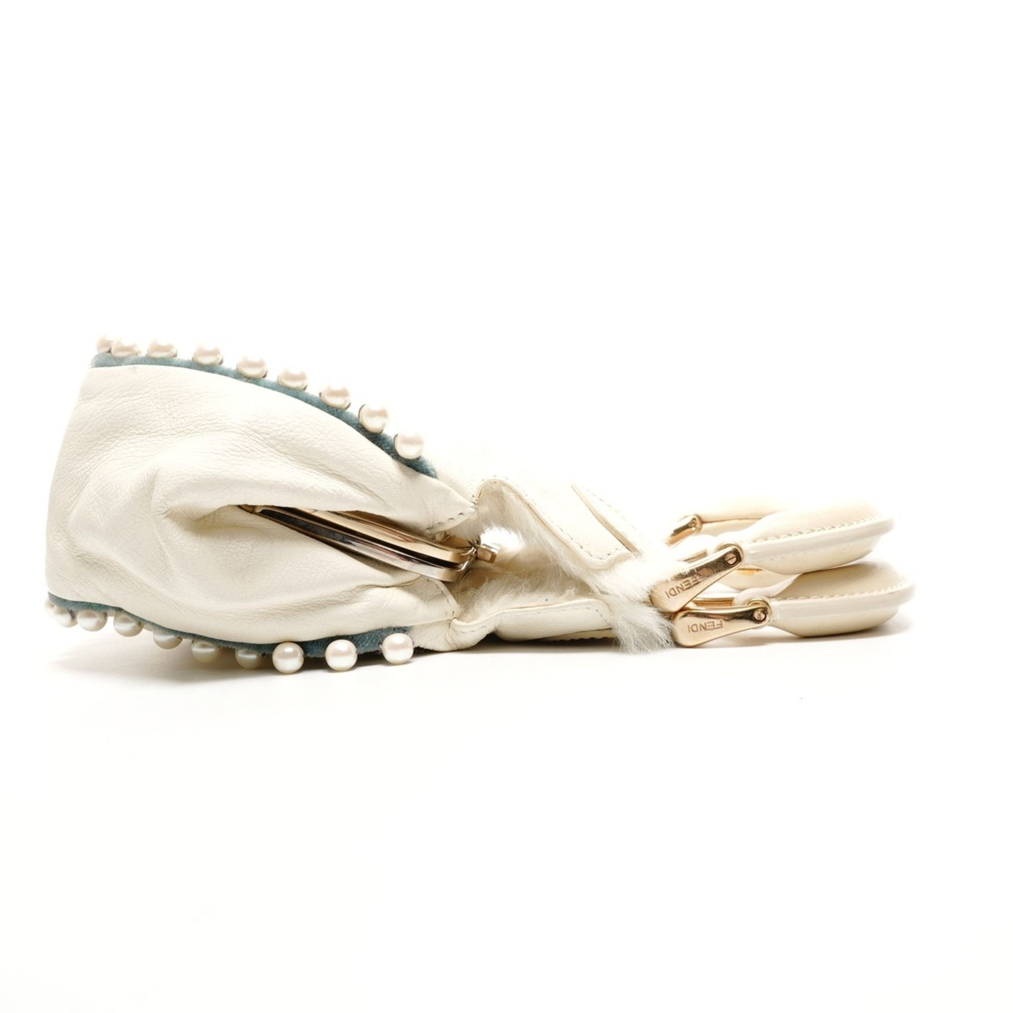 Fendi Fendi Fur Leather Mini Pearl 2-Way Ivory Shoulder Bag in White WS25917 Size ONE SIZE - 4 Thumbnail