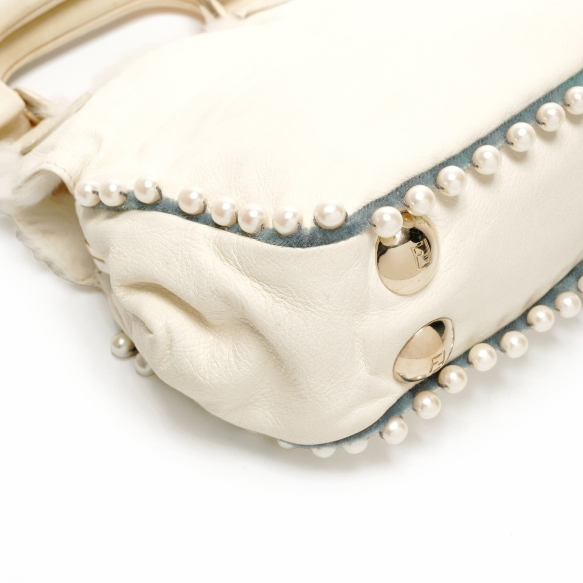 Fendi Fendi Fur Leather Mini Pearl 2-Way Ivory Shoulder Bag in White WS25917 Size ONE SIZE - 5 Thumbnail