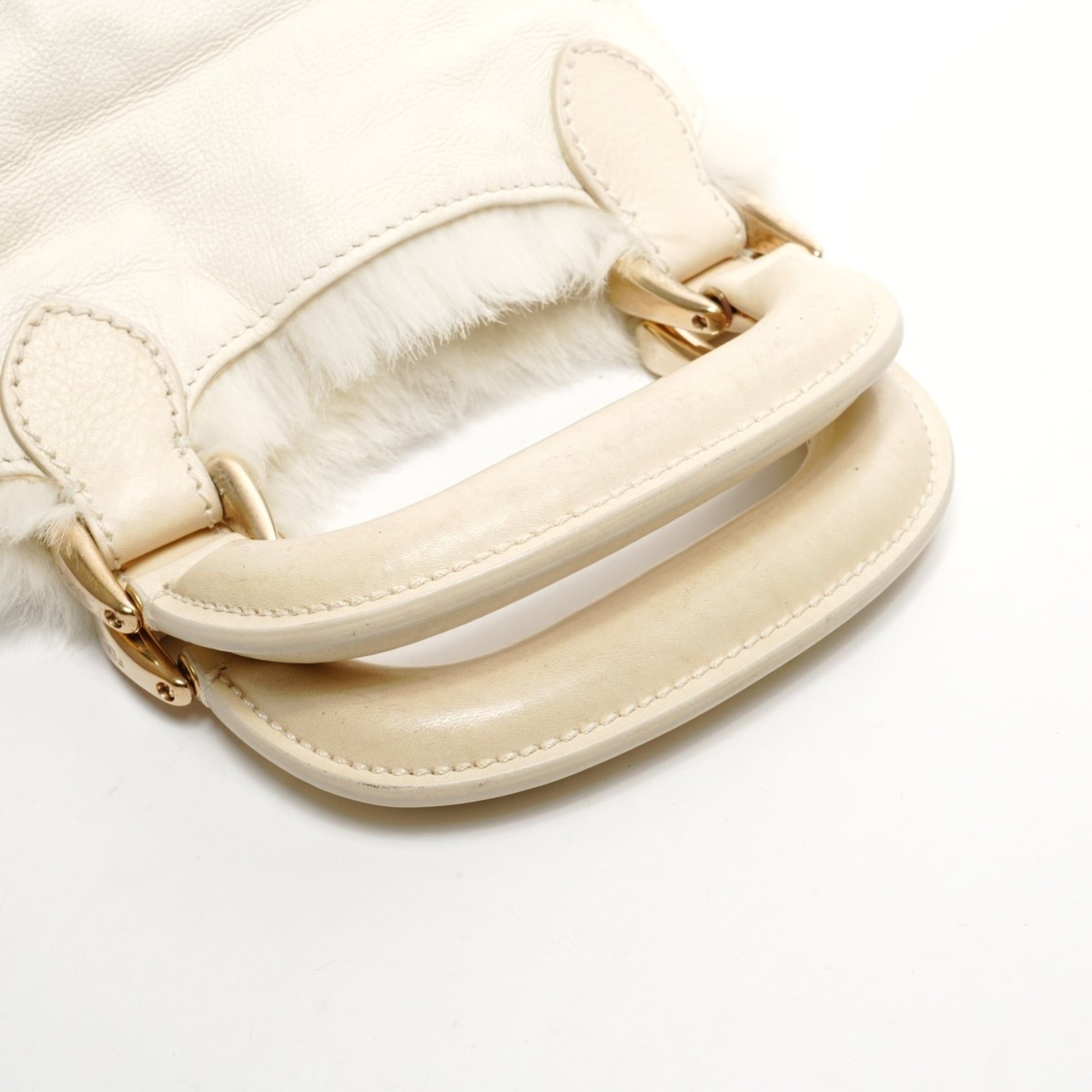 Fendi Fendi Fur Leather Mini Pearl 2-Way Ivory Shoulder Bag in White WS25917 Size ONE SIZE - 13 Thumbnail