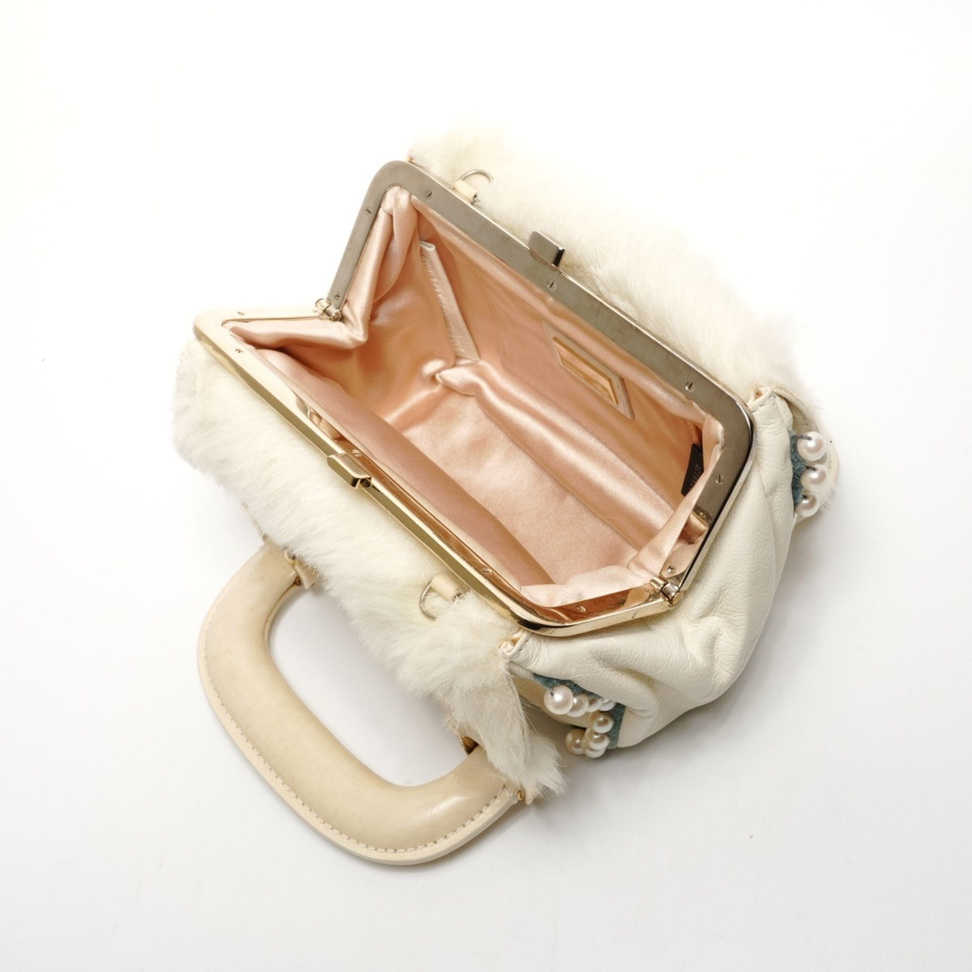 Fendi Fendi Fur Leather Mini Pearl 2-Way Ivory Shoulder Bag in White WS25917 Size ONE SIZE - 11 Thumbnail